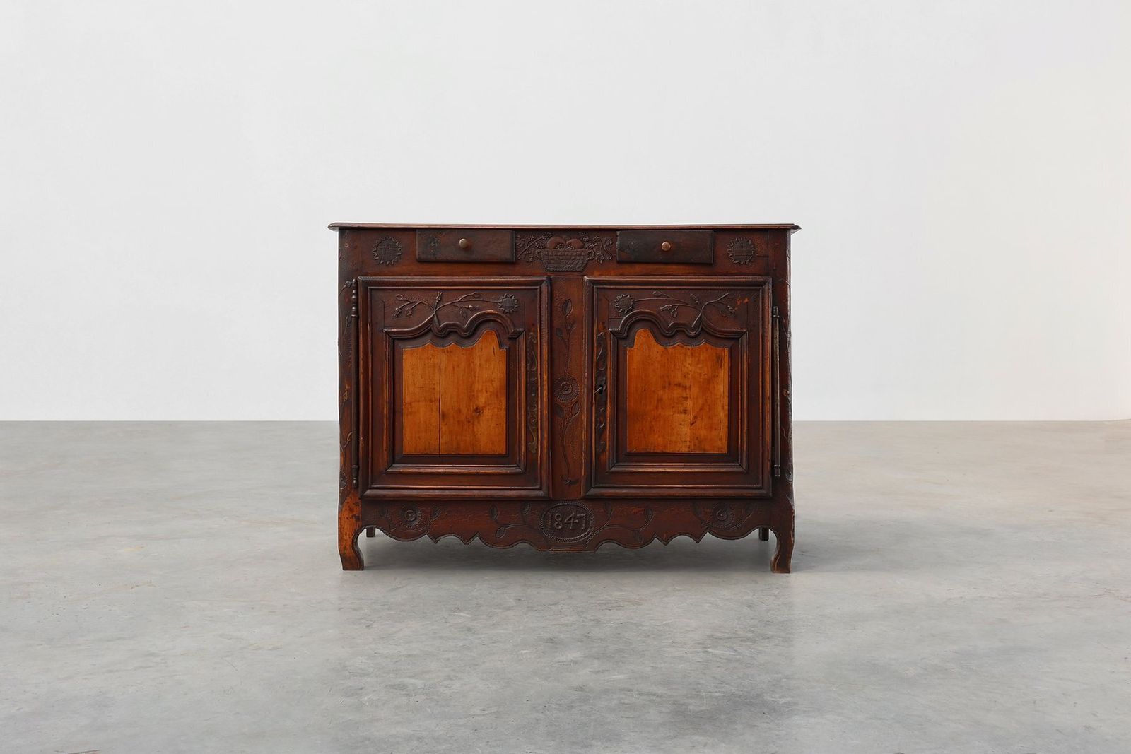 French Provincial Carved Cabinet With Great Patina, 1841 photo Furniture