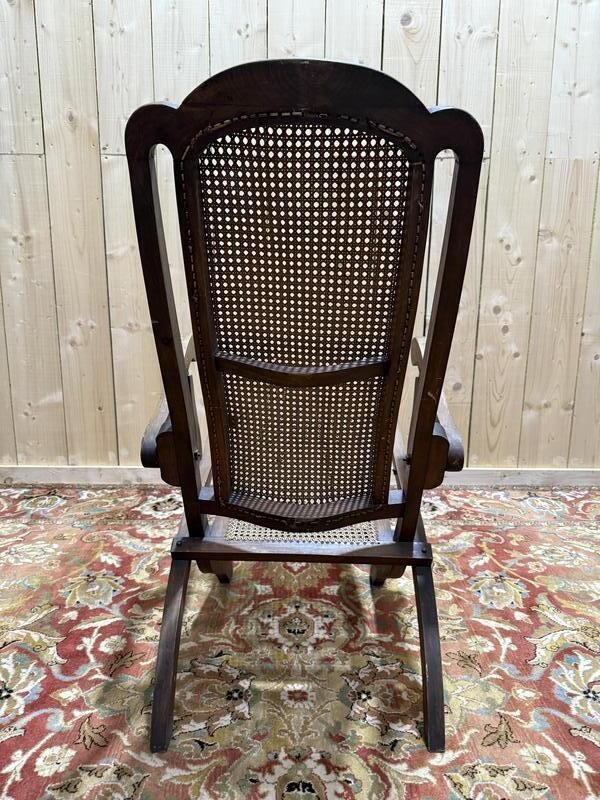 Chaise Longue De Bateau Pliable En Cannage photo for sale
