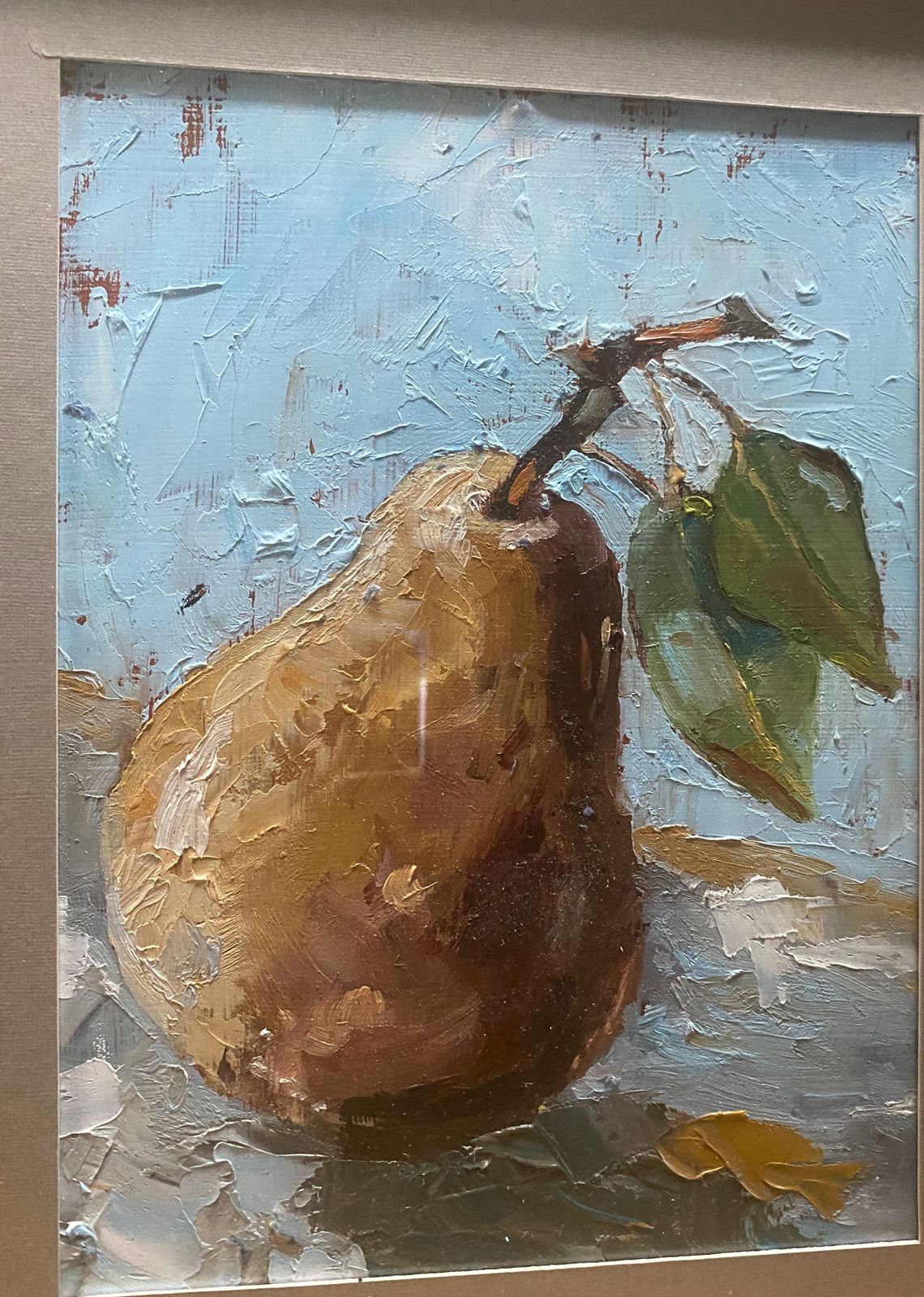 Vintage Style Still Life Oil Painting Of A Pear photo Art