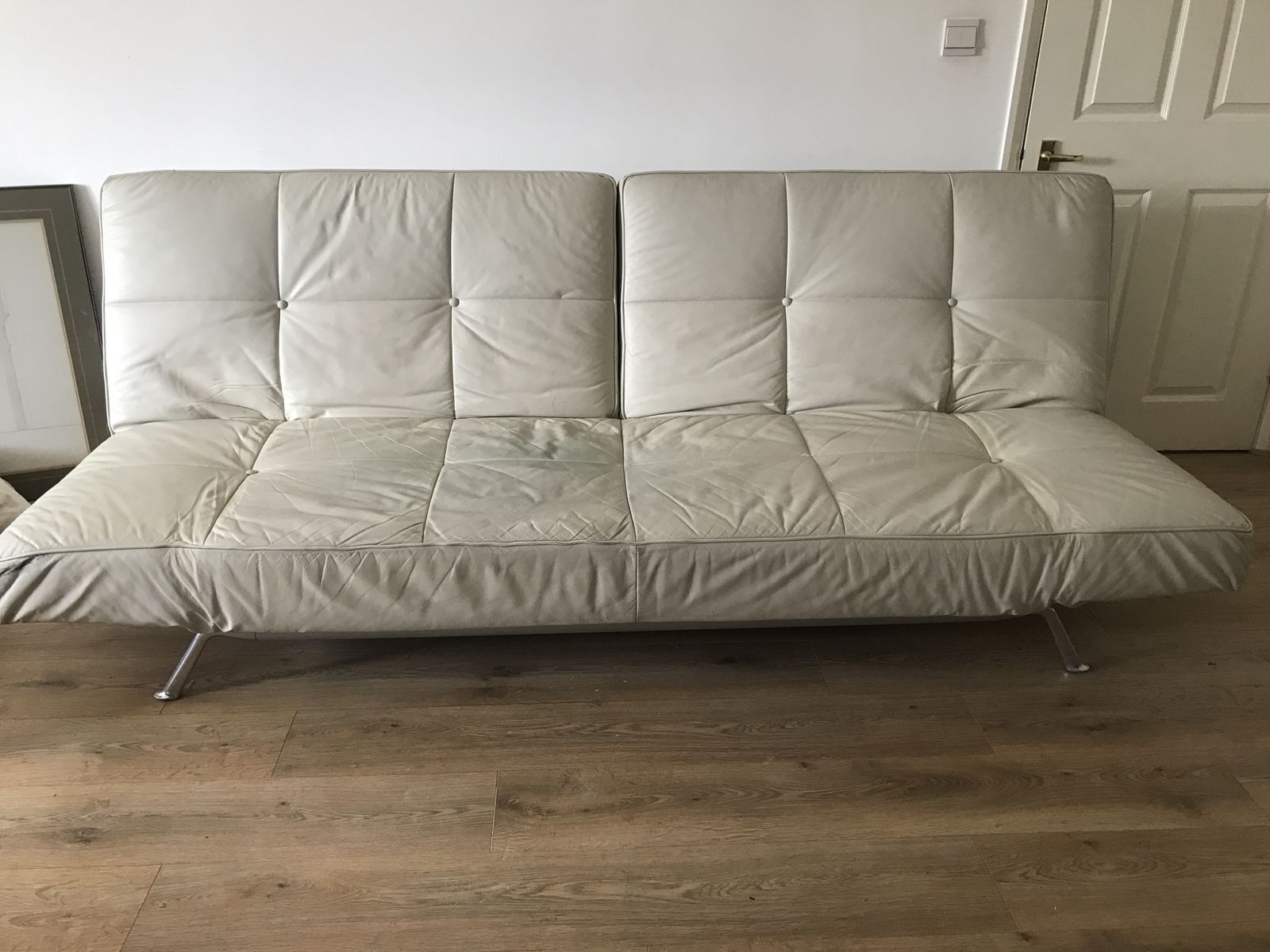 Ligne Roset Smala 3 Seater Sofa, Cream, Worn But In Good Working Order photo Furniture