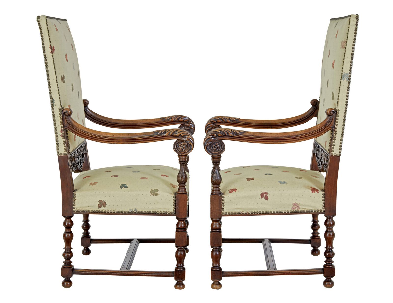 Pair Of 19th Century French Carved Walnut Armchairs photo buy