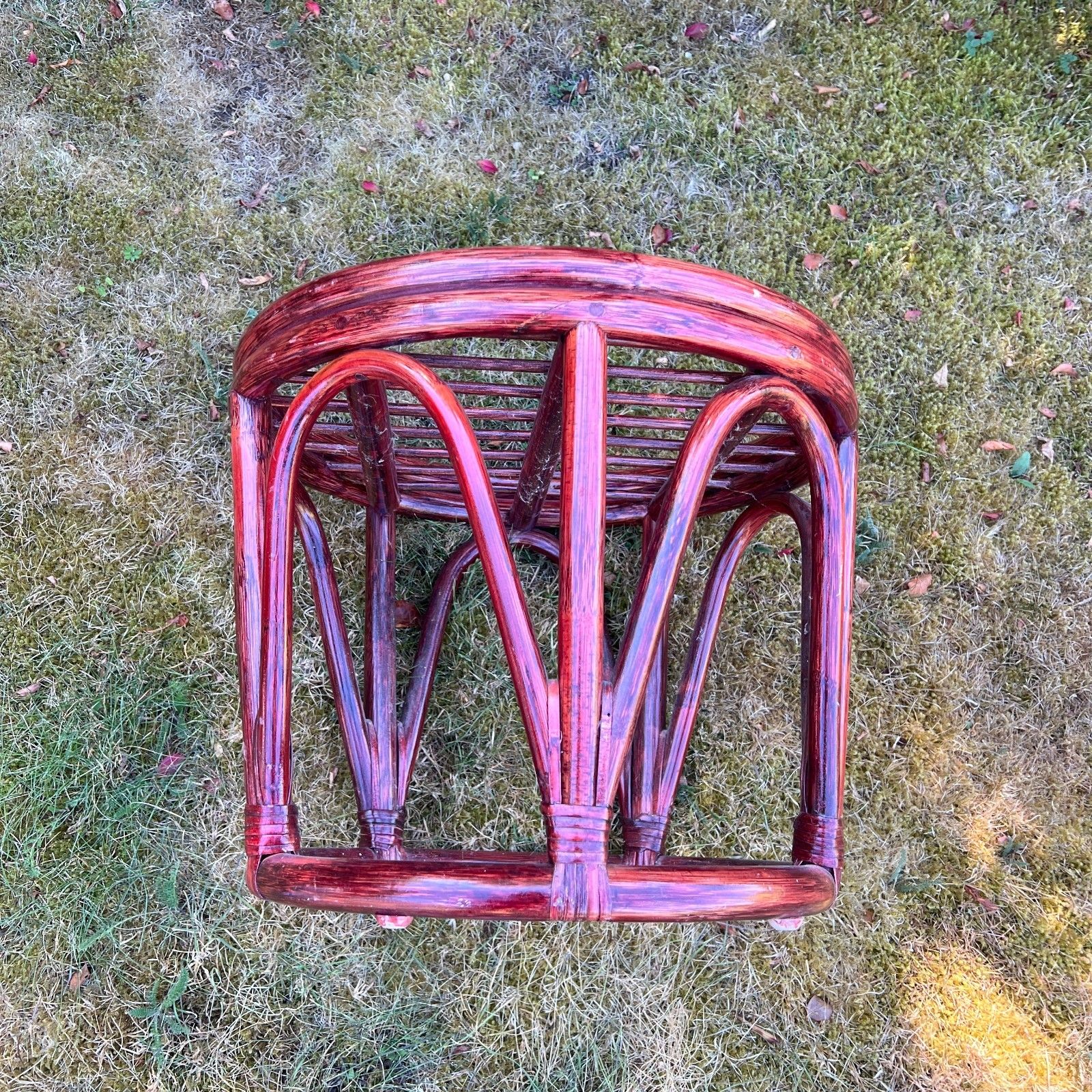 Cane/Bamboo Tiki Boho Side Table/Plant Stand/Foot Stool photo 55.0