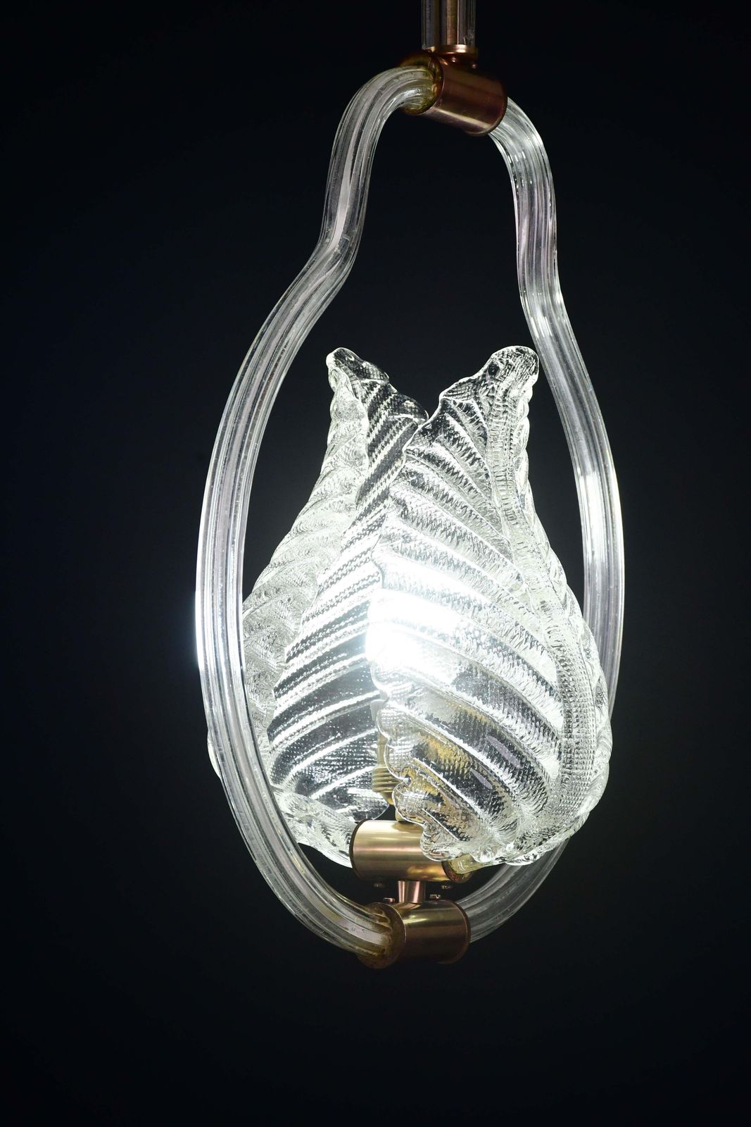 Lighting Lovely Transparent Art Decò Barovier E Toso Pendant Light Murano Glass, 1930s photo