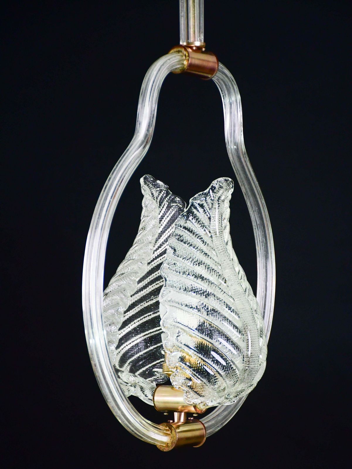 photo vintage Lovely Transparent Art Decò Barovier E Toso Pendant Light Murano Glass, 1930s