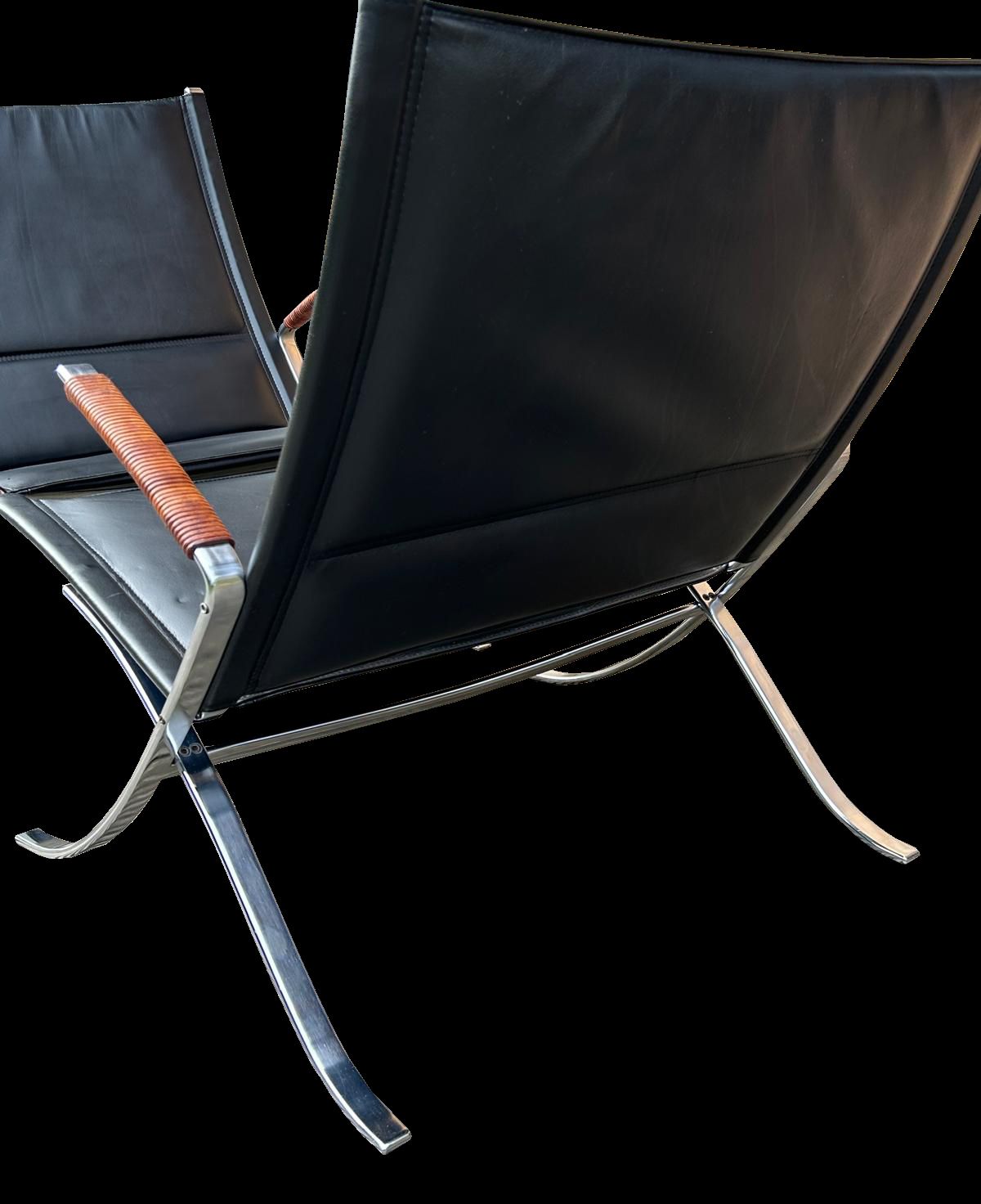 Pair Of Fk82 Or 'X' Chairs By Fabricius And Kastholm For Alfred Kill photo for sale