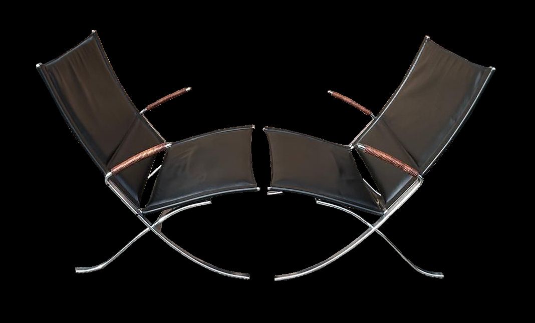 Pair Of Fk82 Or 'X' Chairs By Fabricius And Kastholm For Alfred Kill