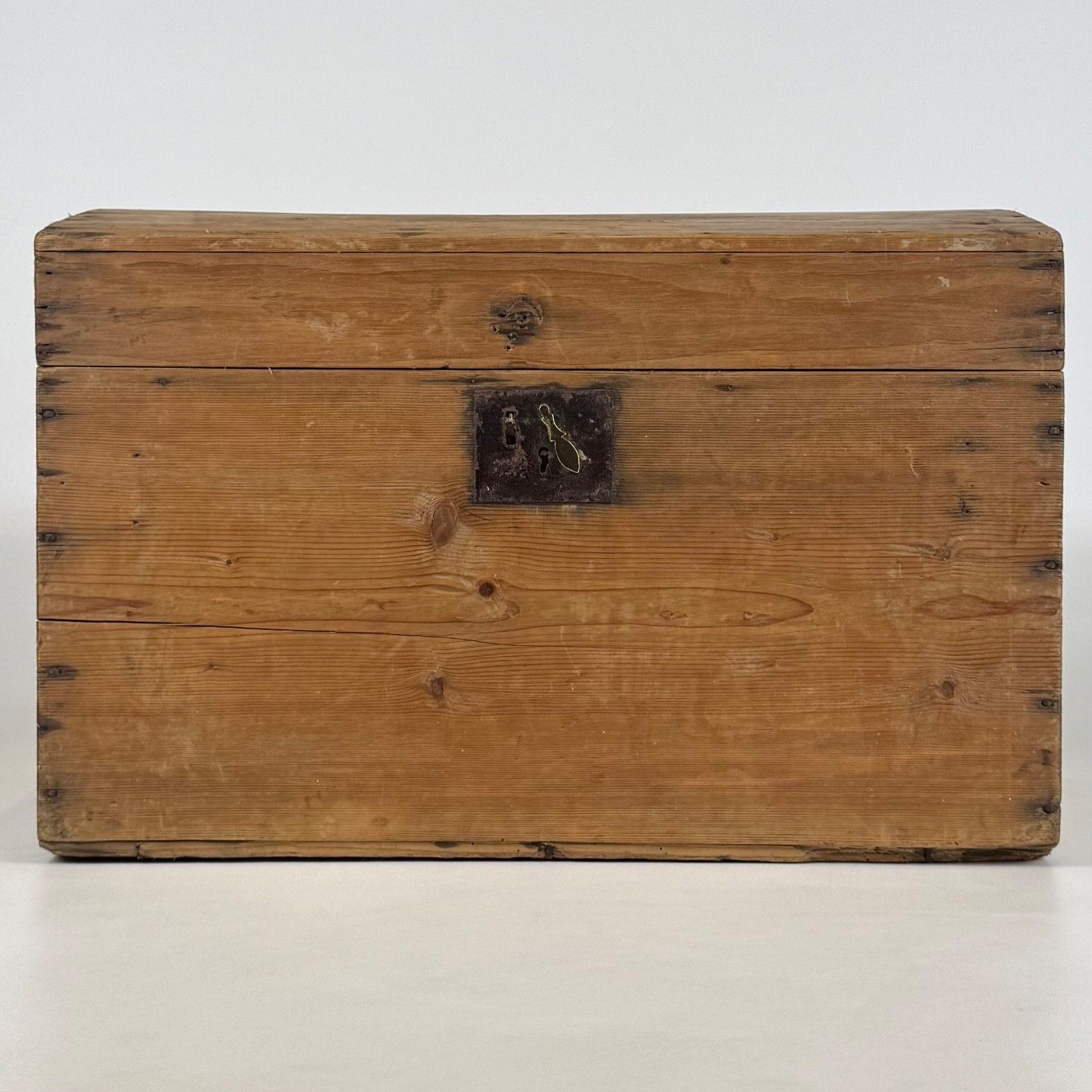 Antique 19th Century Rustic Dome Top Trunk In Pine