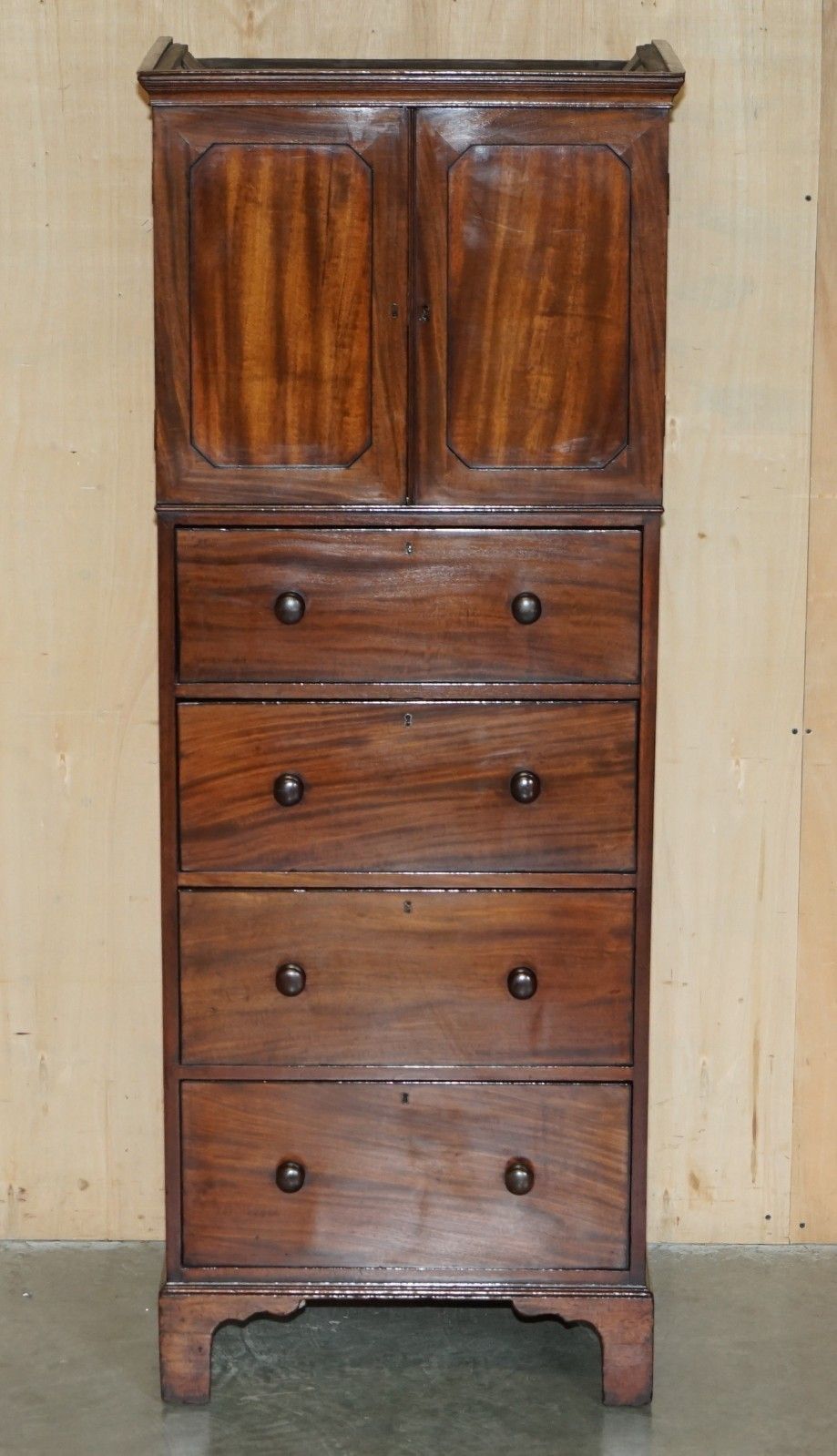 Pair Of Castle Howard Antique 1840 Mahogany Tallboy Chest Of Drawers Cupboards photo Furniture