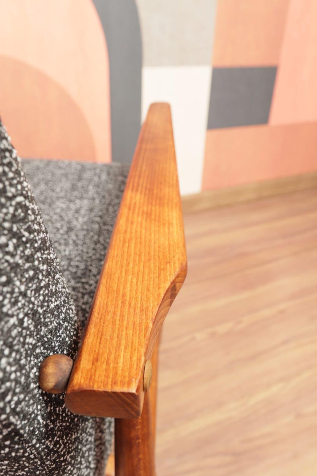 Scandinavian Lounge Chair Vintage Black Boucle, Mid Century Design, 1960 photo Furniture