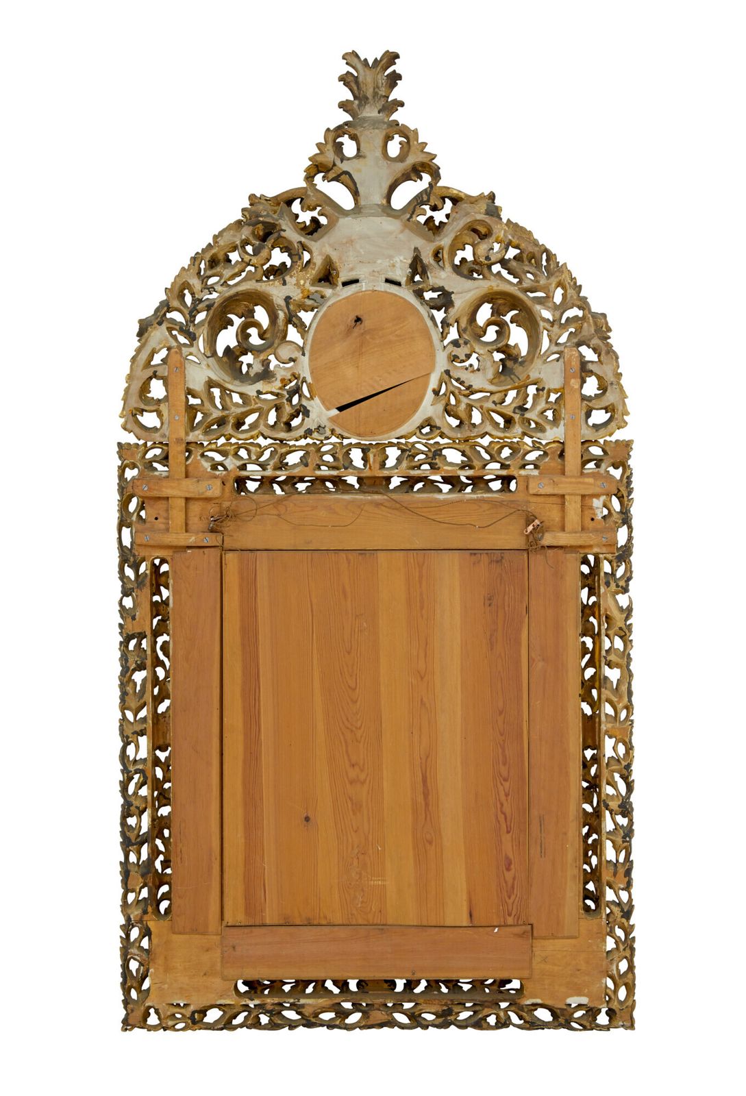 Early 20th Century Carved Wood Baroque Influenced Cushion Mirror photo furniture