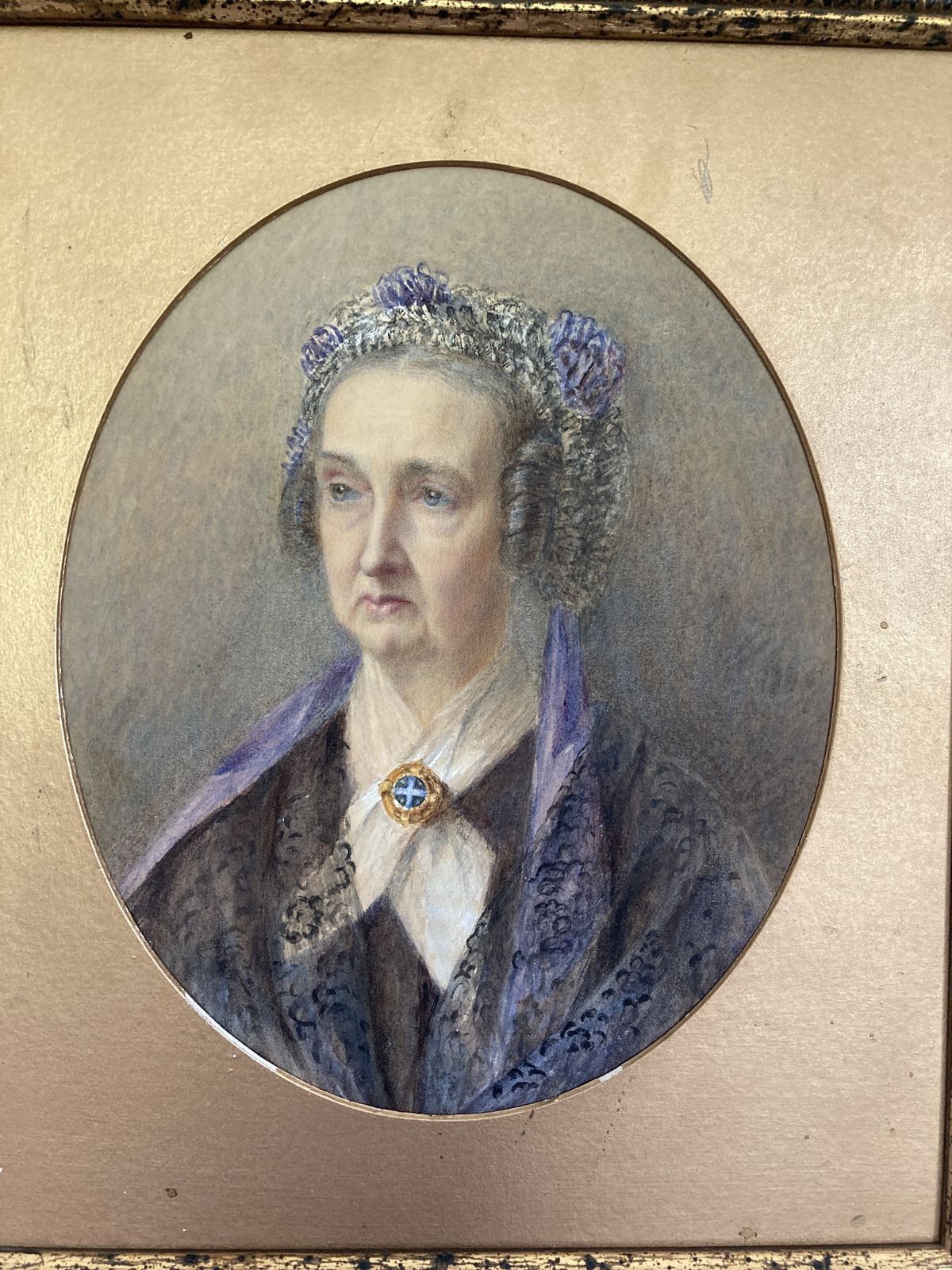 19th Century Watercolour Portrait Of  Eliza Tolme Brown photo for sale