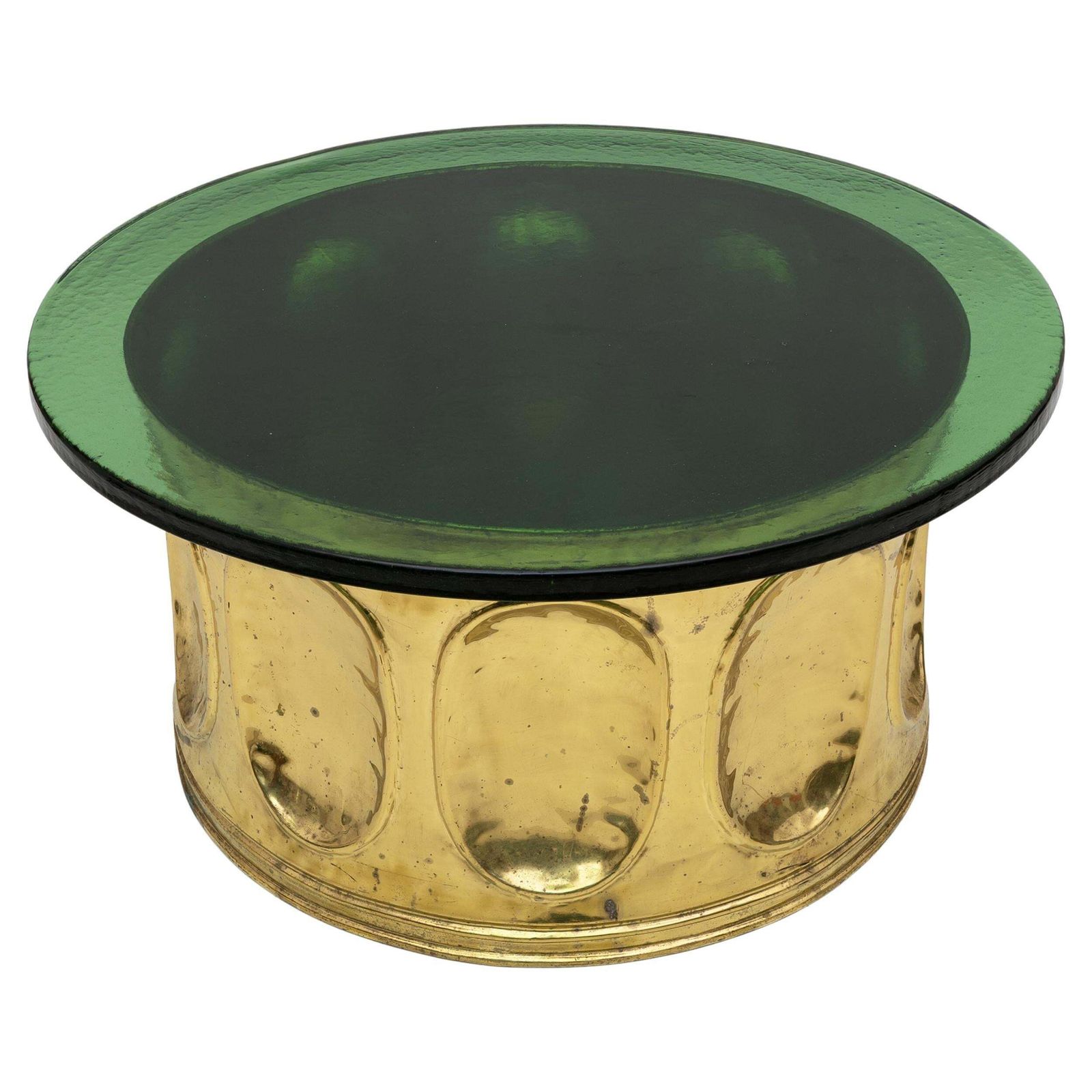 Mid Century Modern Italian Murano Glass And Brass Coffee Table, 1970s
