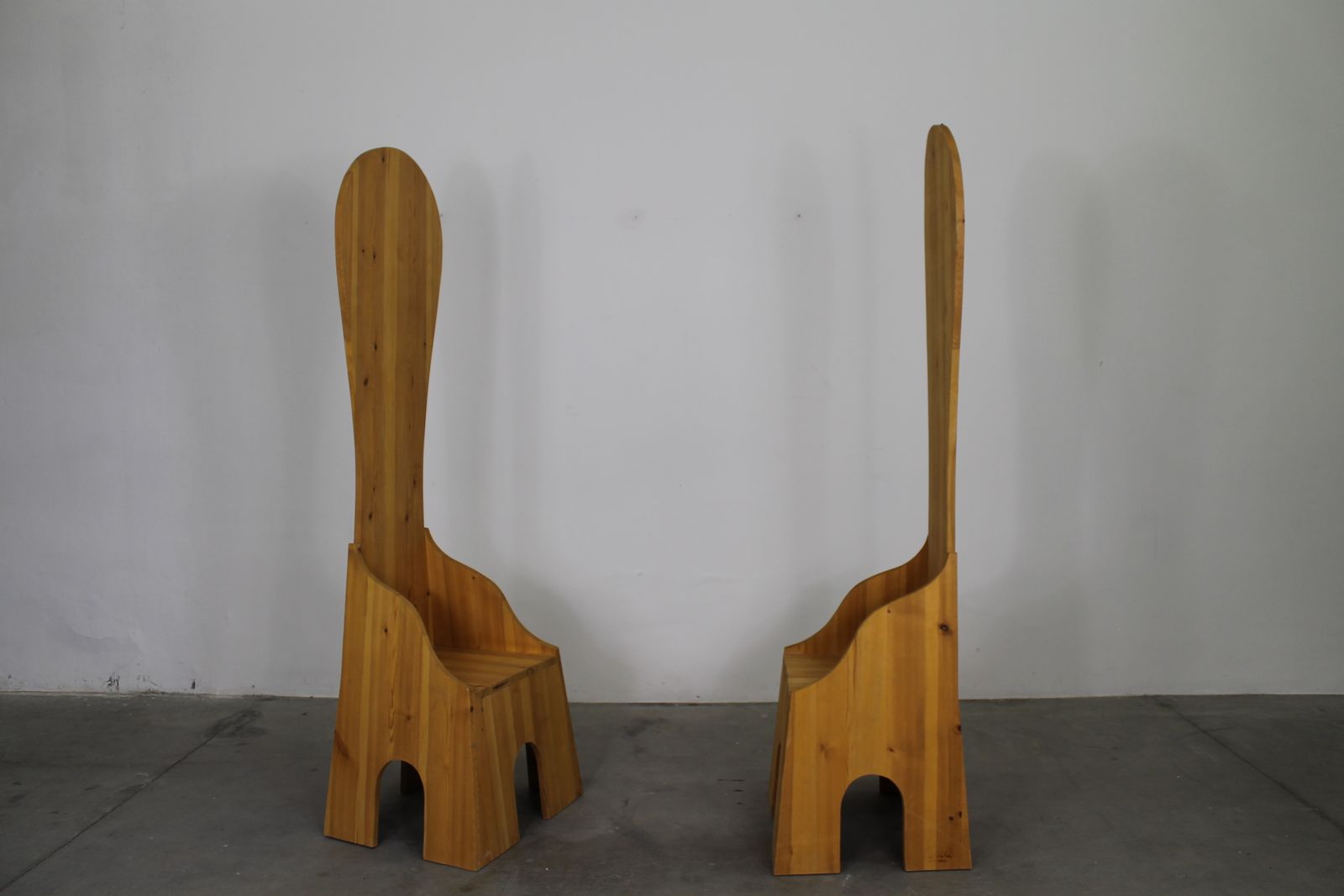 Mario Ceroli Set Of Two Fratina High Chair In Pine By Poltronova 1972 photo Furniture