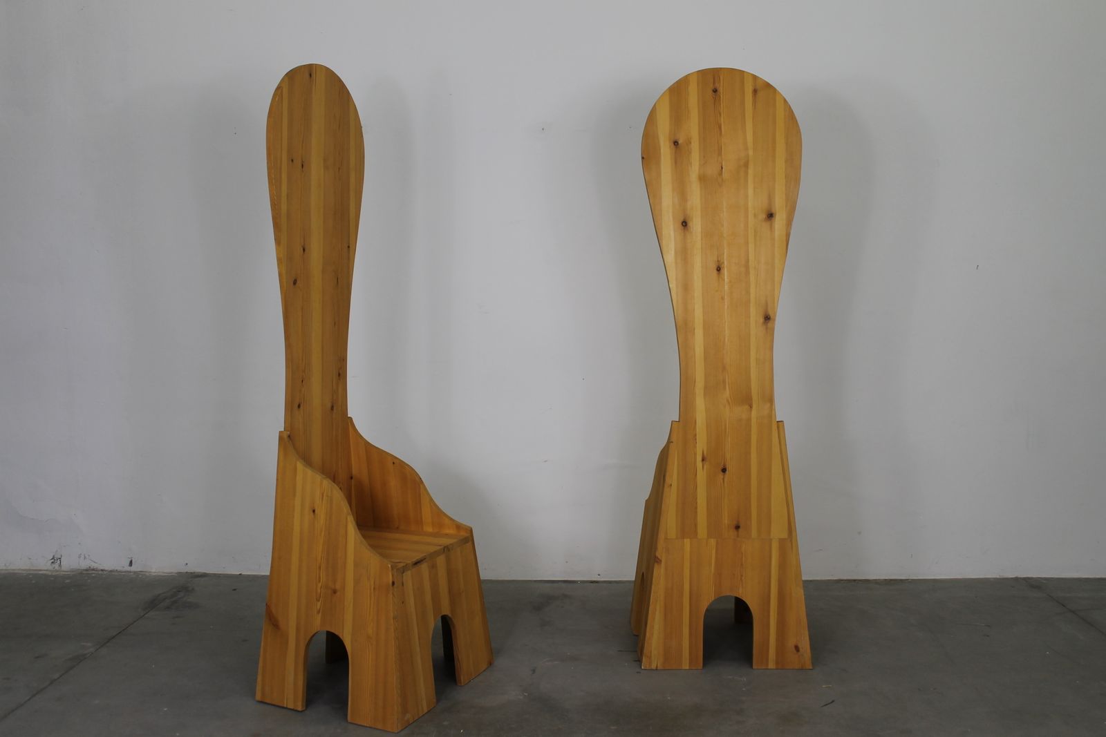 Mario Ceroli Set Of Two Fratina High Chair In Pine By Poltronova 1972 photo furniture