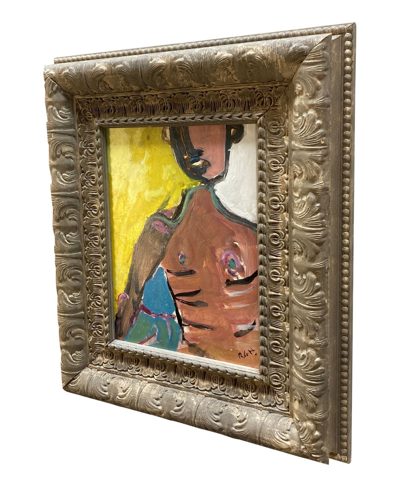A Framed Abstract Oil On Board Of A Male Torso photo for sale