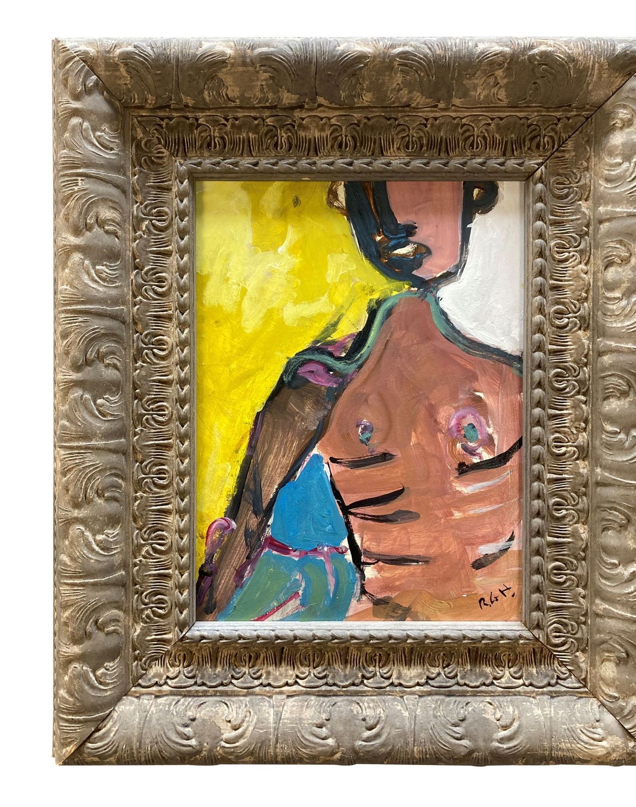 A Framed Abstract Oil On Board Of A Male Torso photo Art