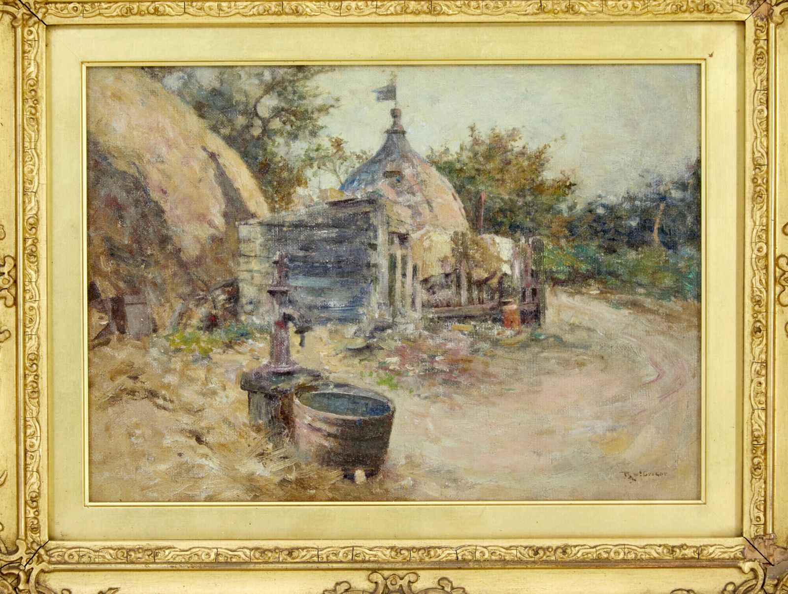 photo for sale 19th Century Oil Painting Of A French Village By R. Mcgregor