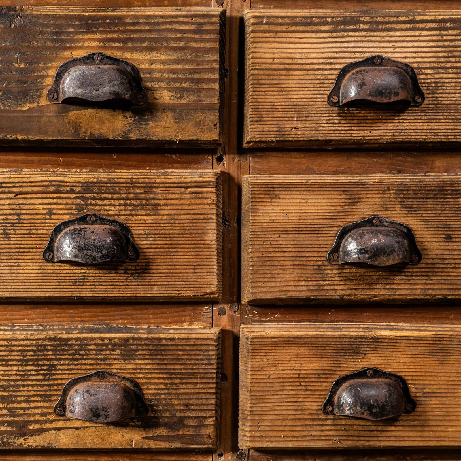 1940’s Original French Workshop Bank Of Drawers – 3.8m photo Furniture