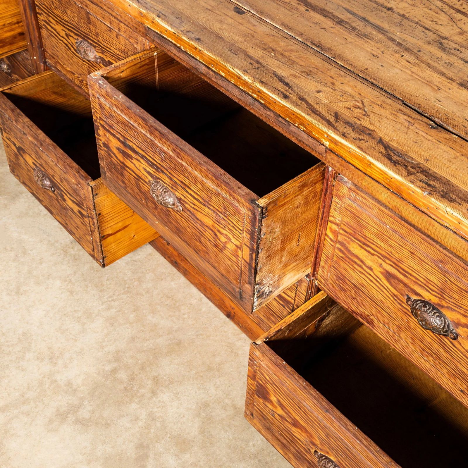 1940’s Very Large French Hardware Bank Of Drawers – Twelve Drawers photo furniture