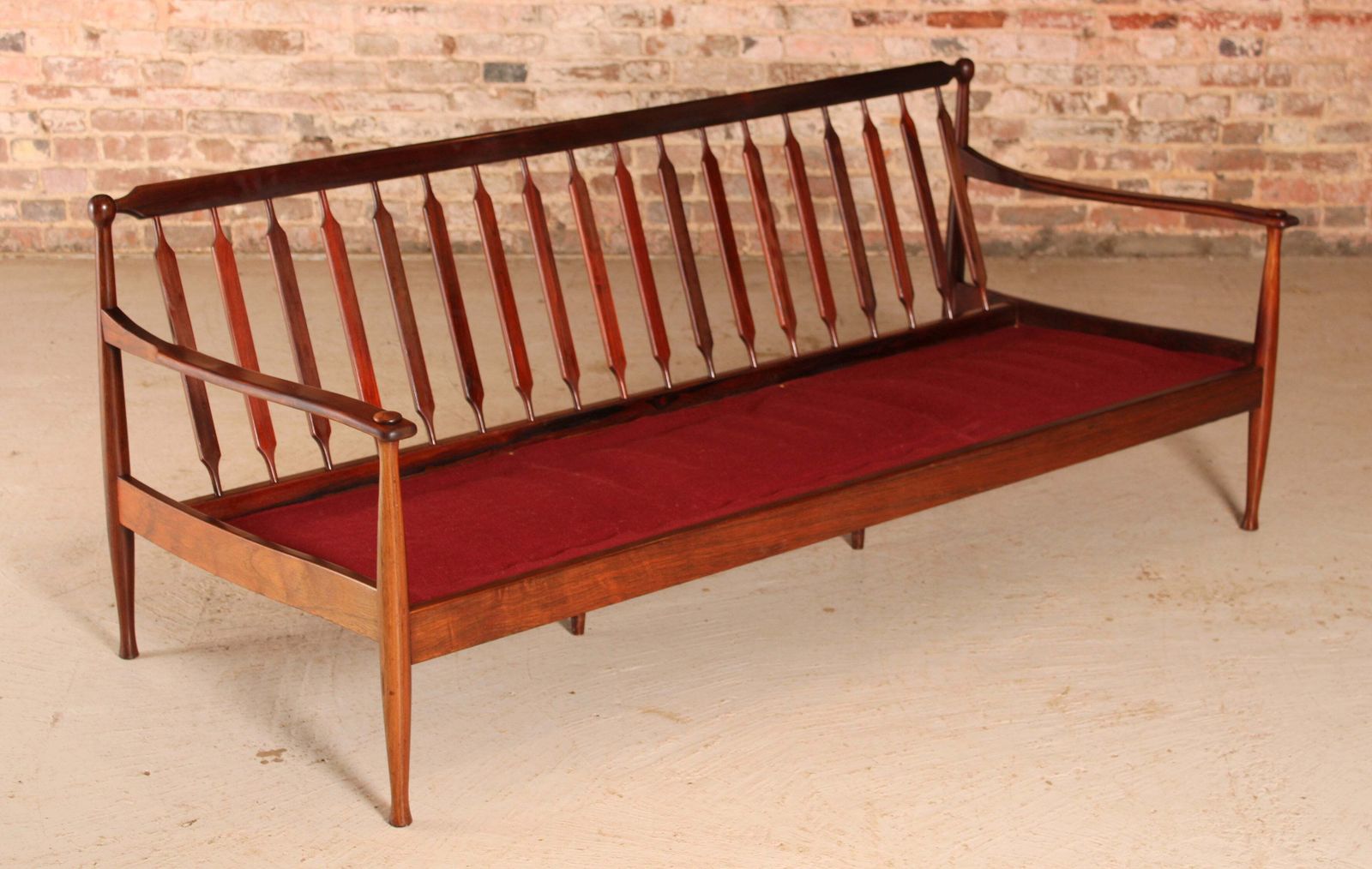 2200.0 Danish Mid Century Rosewood 3 Seater Sofa With Red Wool Upholstery, Circa 1960s photo