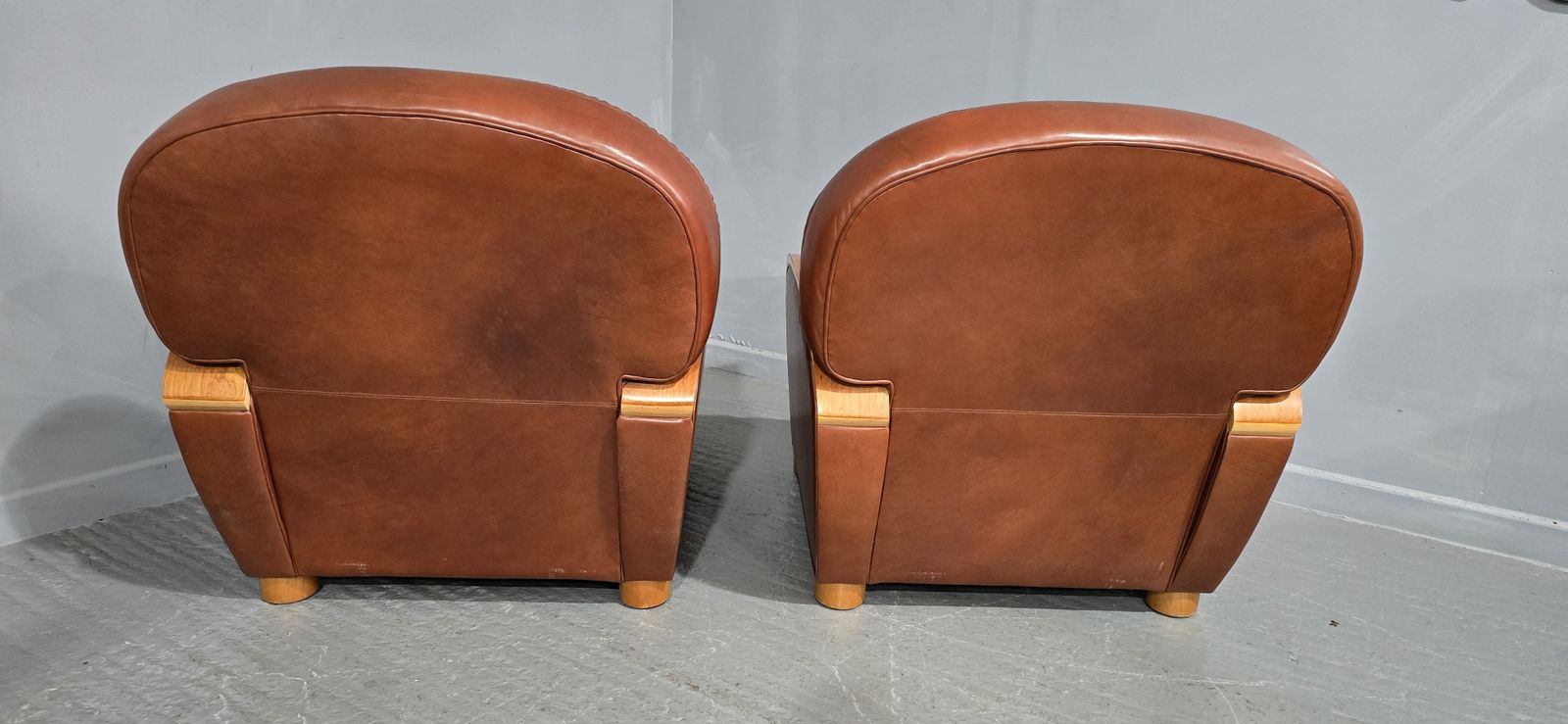 Pair Of Art Deco Leather Club Armchairs photo 1495.0
