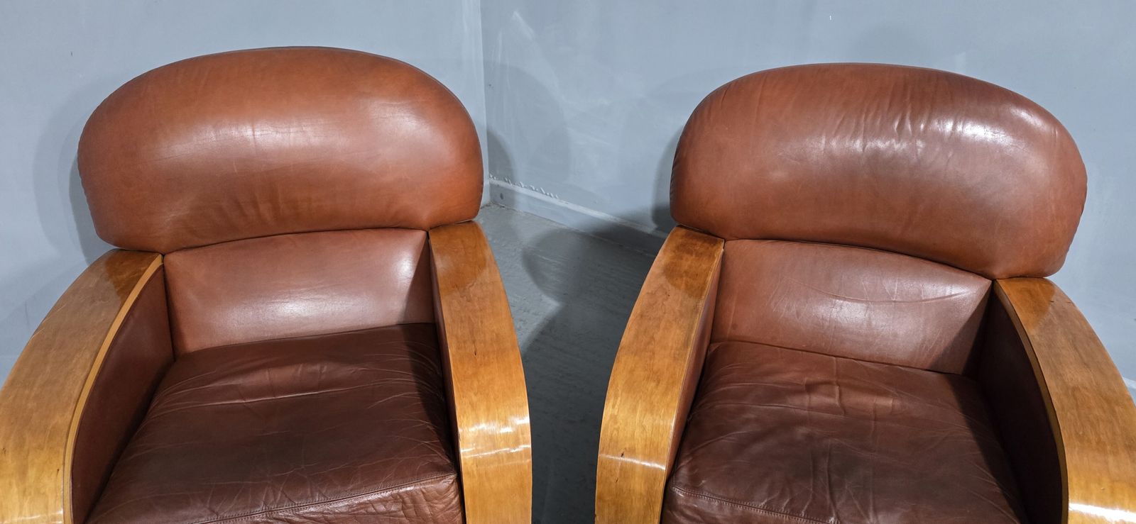Pair Of Art Deco Leather Club Armchairs photo vinterior