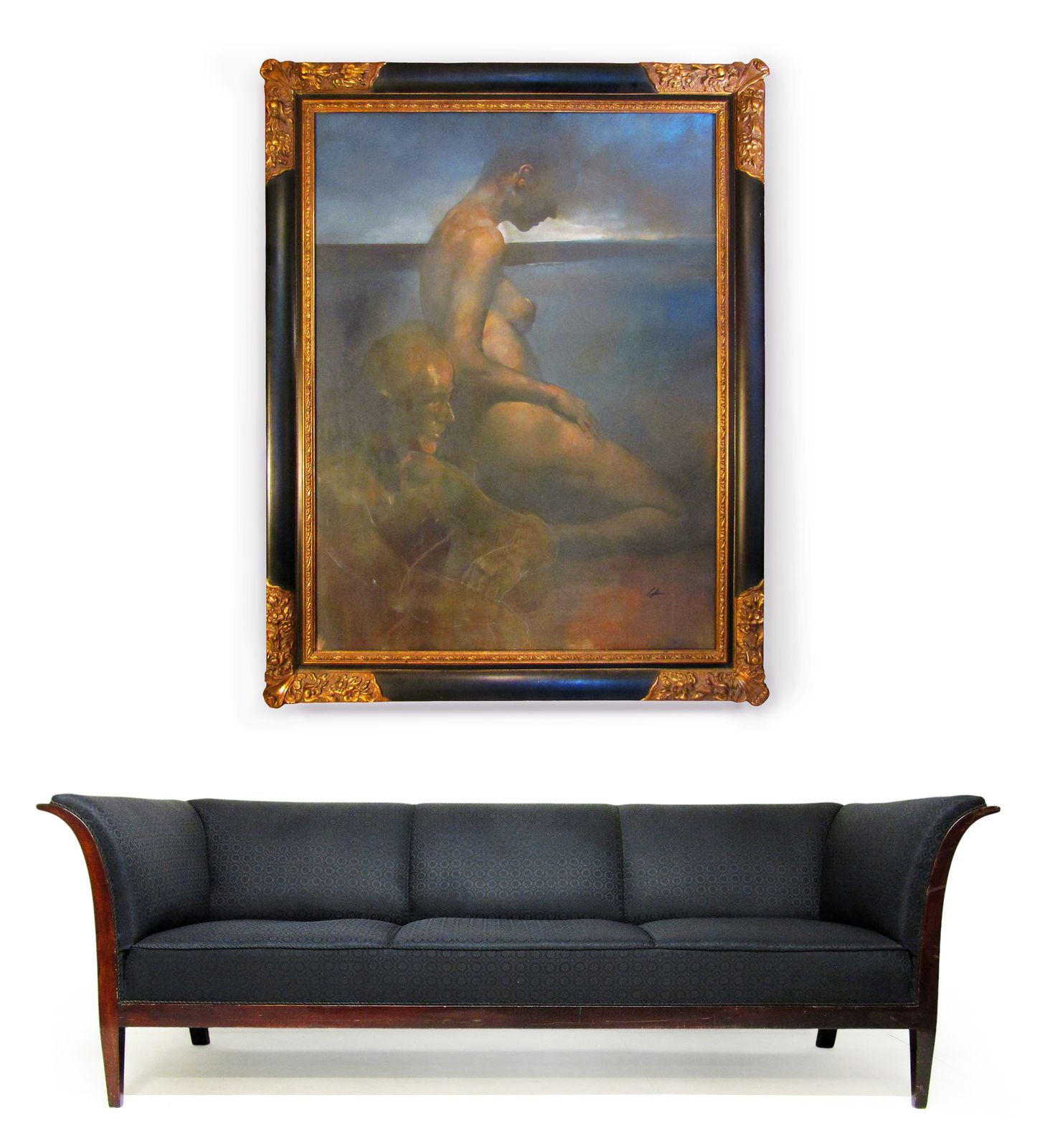 Huge Original Oil On Canvas "Contemplation" By Bill Bate, Signed And Framed Nude photo furniture