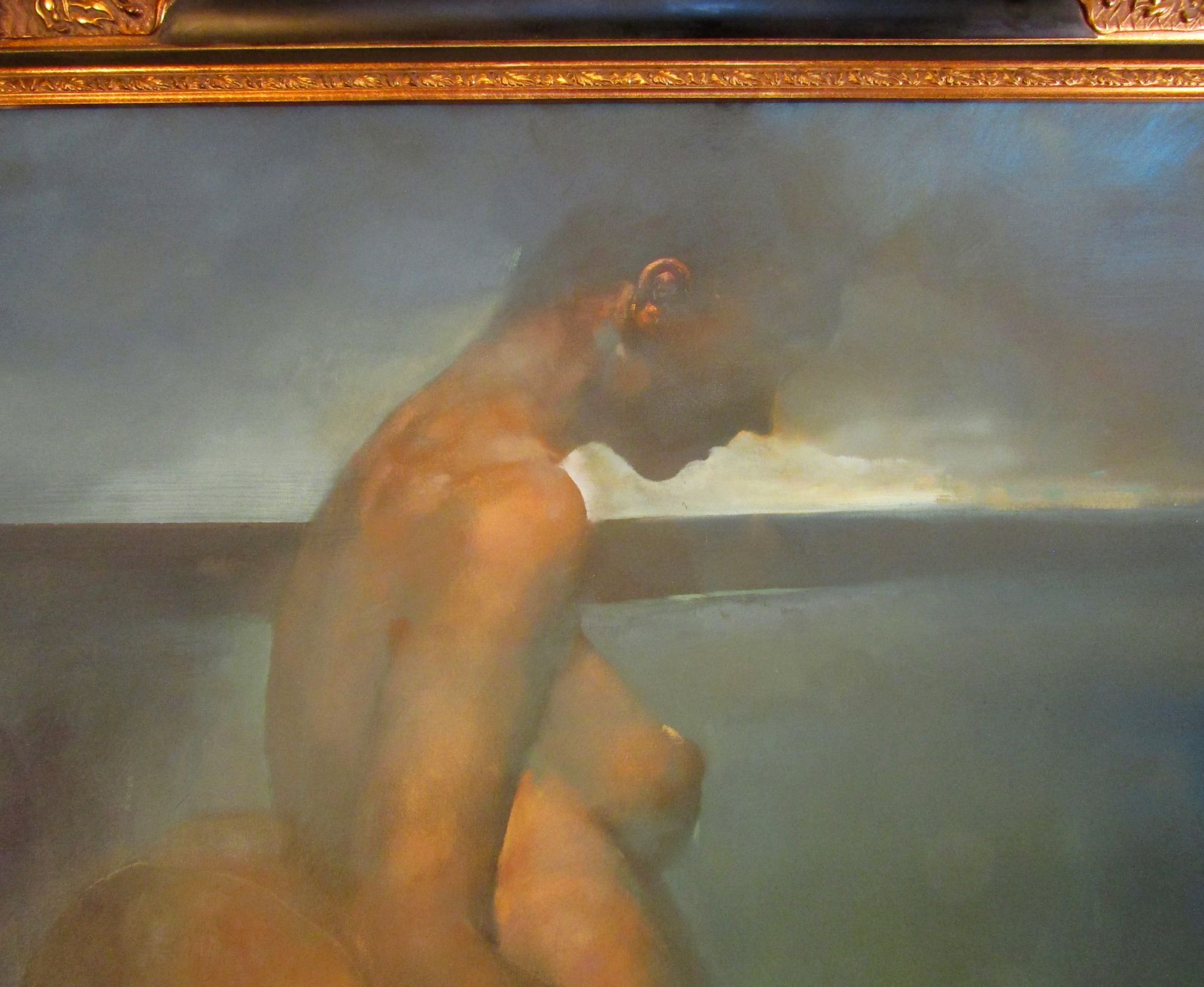 Huge Original Oil On Canvas "Contemplation" By Bill Bate, Signed And Framed Nude photo 2500.0