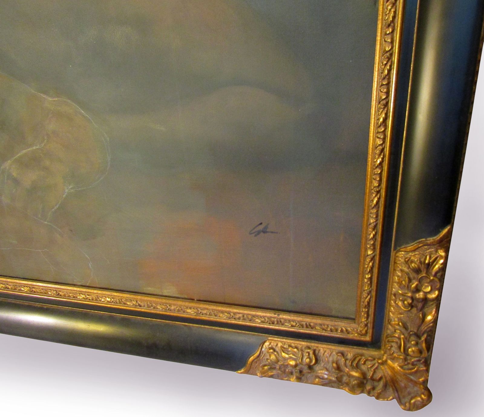 Huge Original Oil On Canvas "Contemplation" By Bill Bate, Signed And Framed Nude photo buy