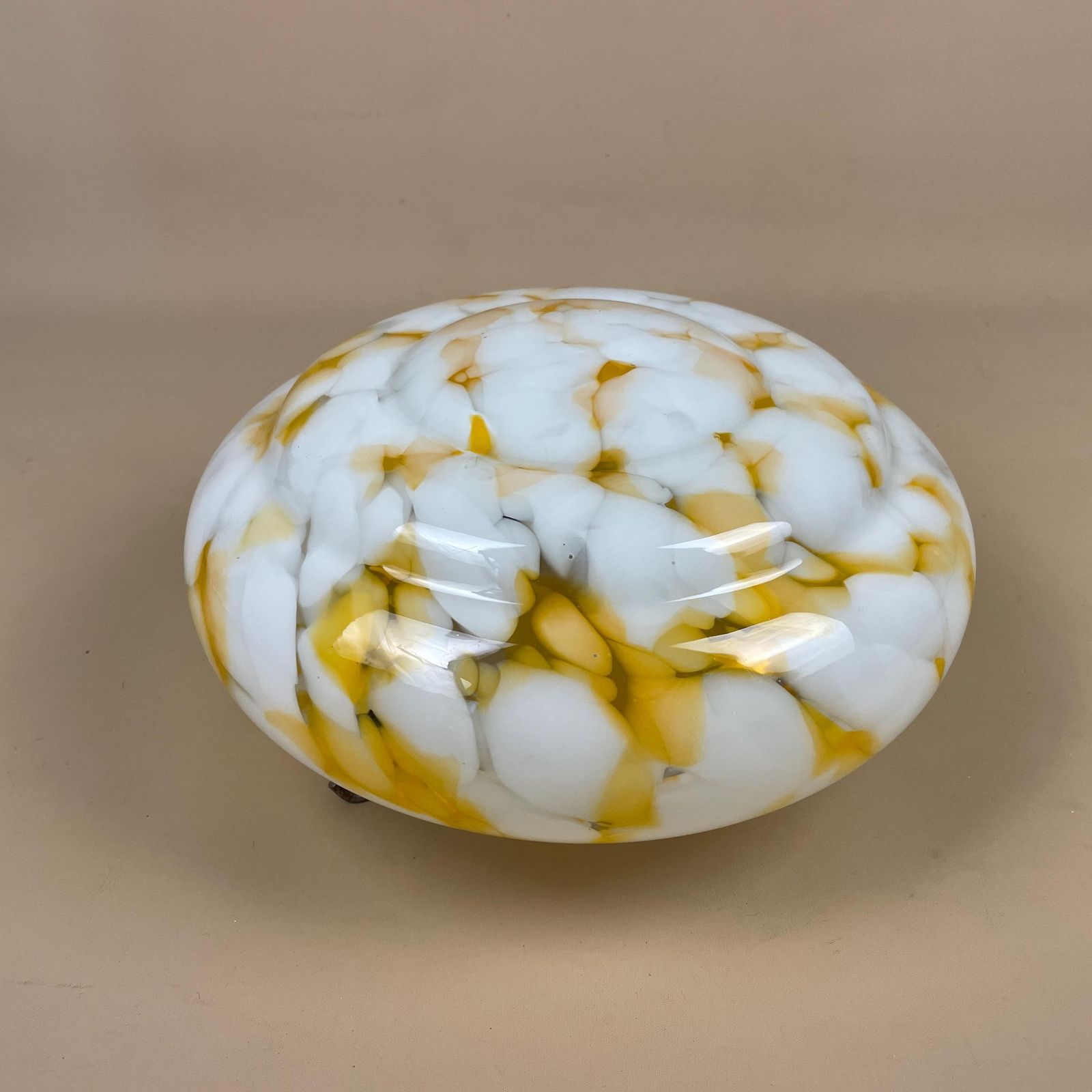 Vintage Glass Ceiling Light Shade White Orange Pendant Stain Glass Tiffany Style Patterned Milky Art Deco Round Circular Hanging Lampshade photo vintage