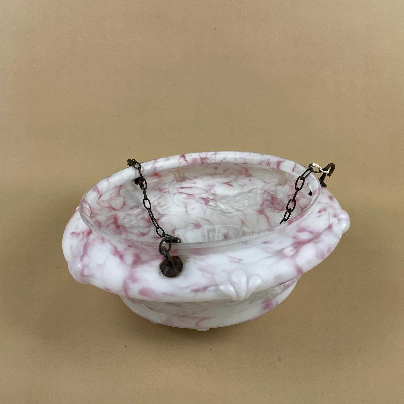 photo furniture Vintage Glass Ceiling Light Shade White Pink Pendant Stain Glass Tiffany Style Patterned Milky Art Deco Round Circular Hanging Lampshade