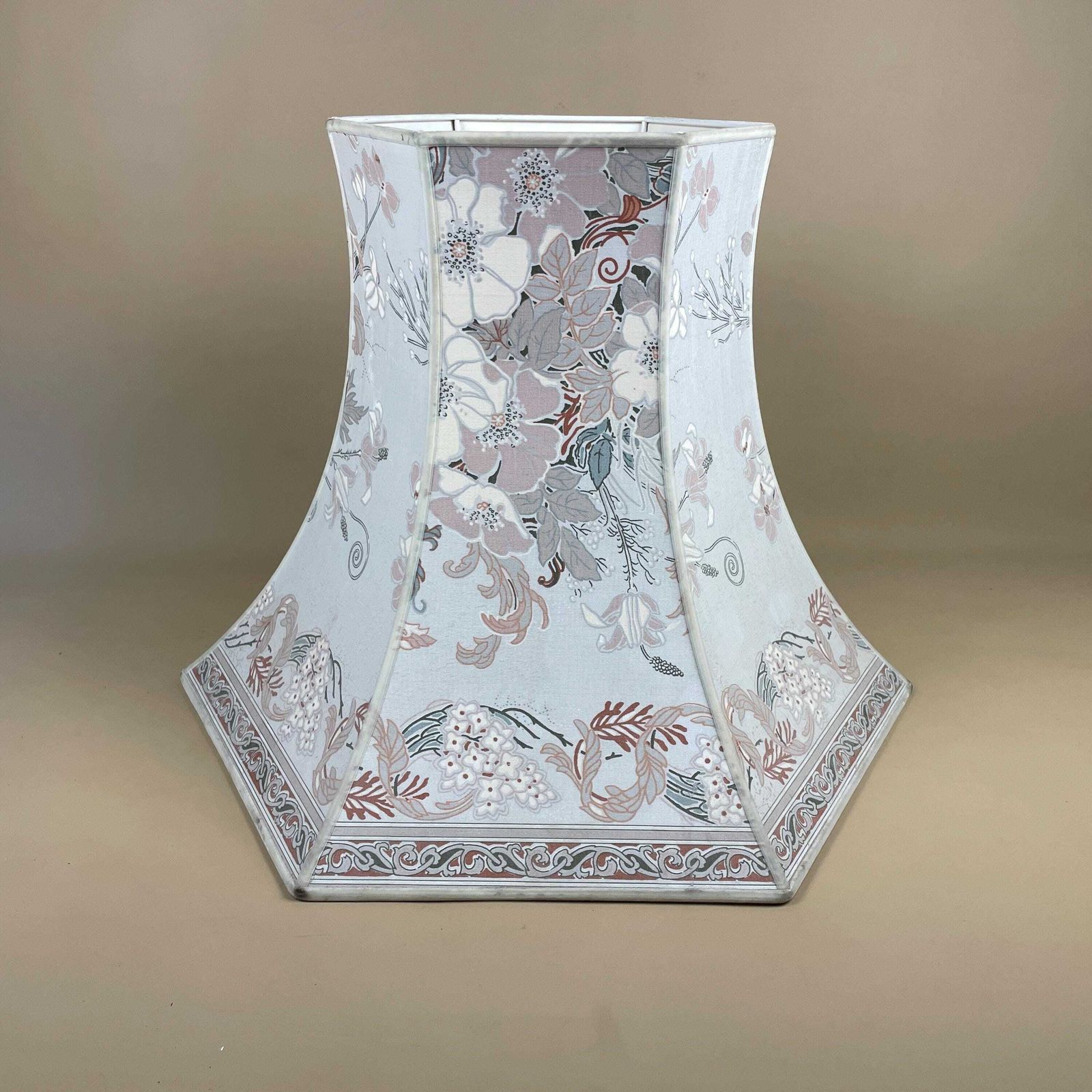 Antique Oriental Patterned Vintage Lamp Shade Lampshade Velvet Edge Trim Lightshade Light Empire Downton Abbey Pattern Floor Lamp Large Pink