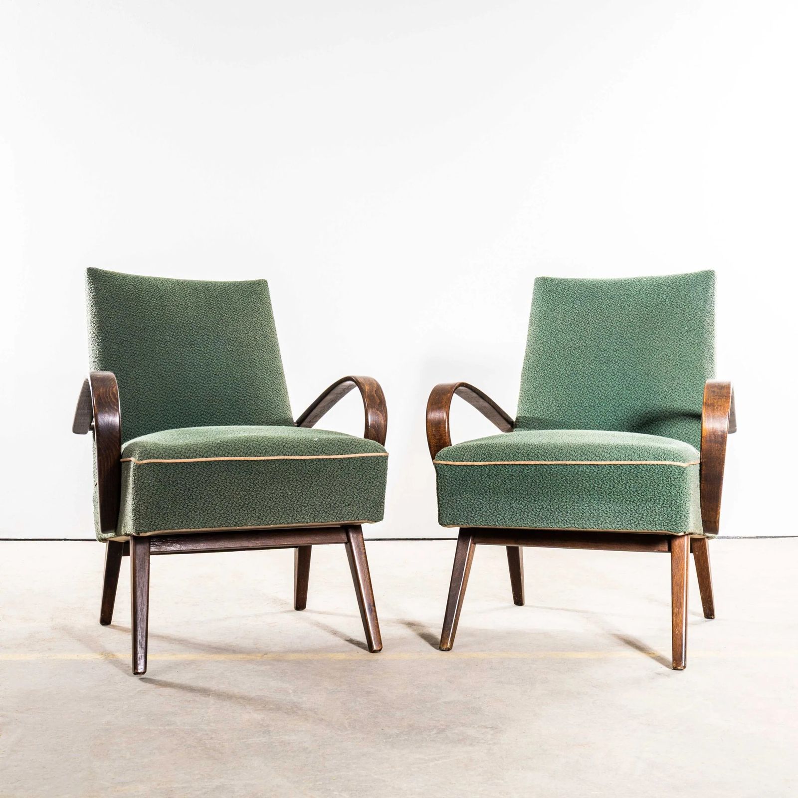 1950’s Jaroslav šmídek Original Armchairs In A Forest Jacquard – Sprung Seat photo for sale