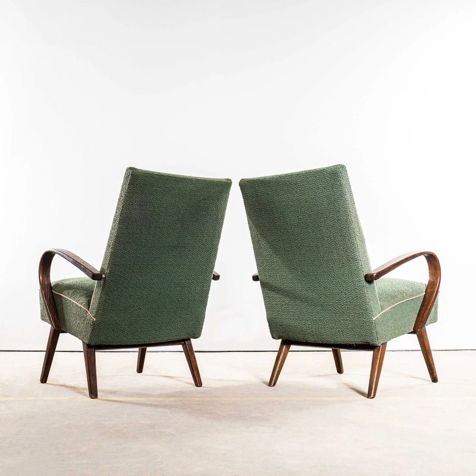 1950’s Jaroslav šmídek Original Armchairs In A Forest Jacquard – Sprung Seat photo vinterior