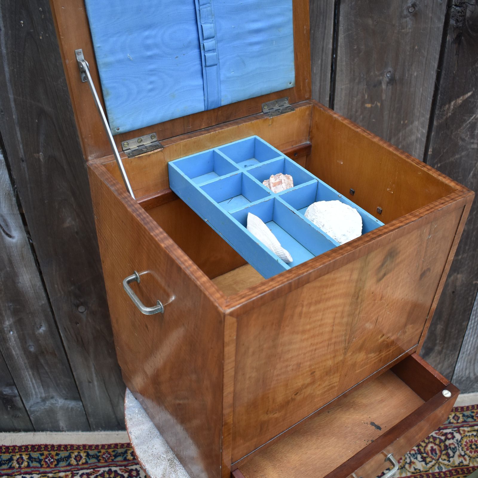 Antique Heal's Of London Walnut Haberdashery Chest Sewing Cabinet Side Table photo 345.0