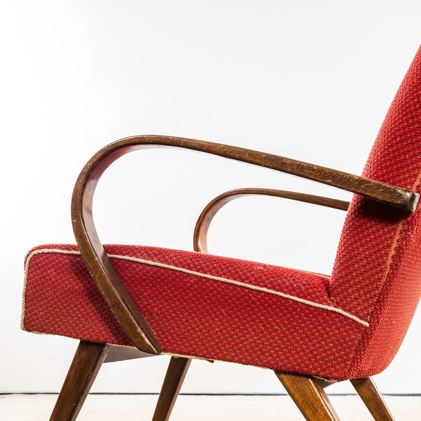 1950’s Jaroslav šmídek Original Armchairs In A Chevron Slub Jacquard – Sprung Seat photo furniture