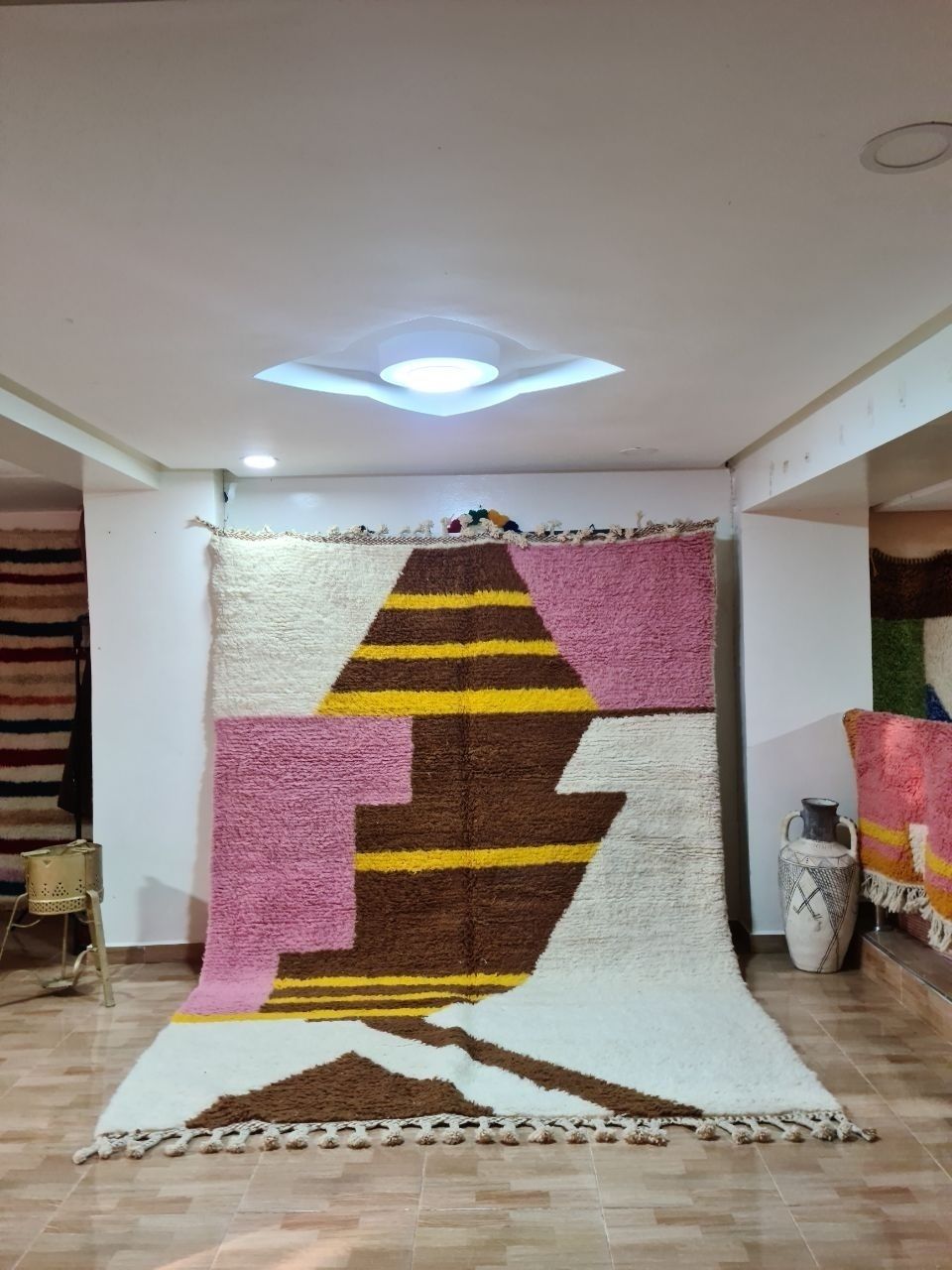 Large Abstract Color Block Moroccan Rug, 300x200cm, Handmade Wool photo furniture