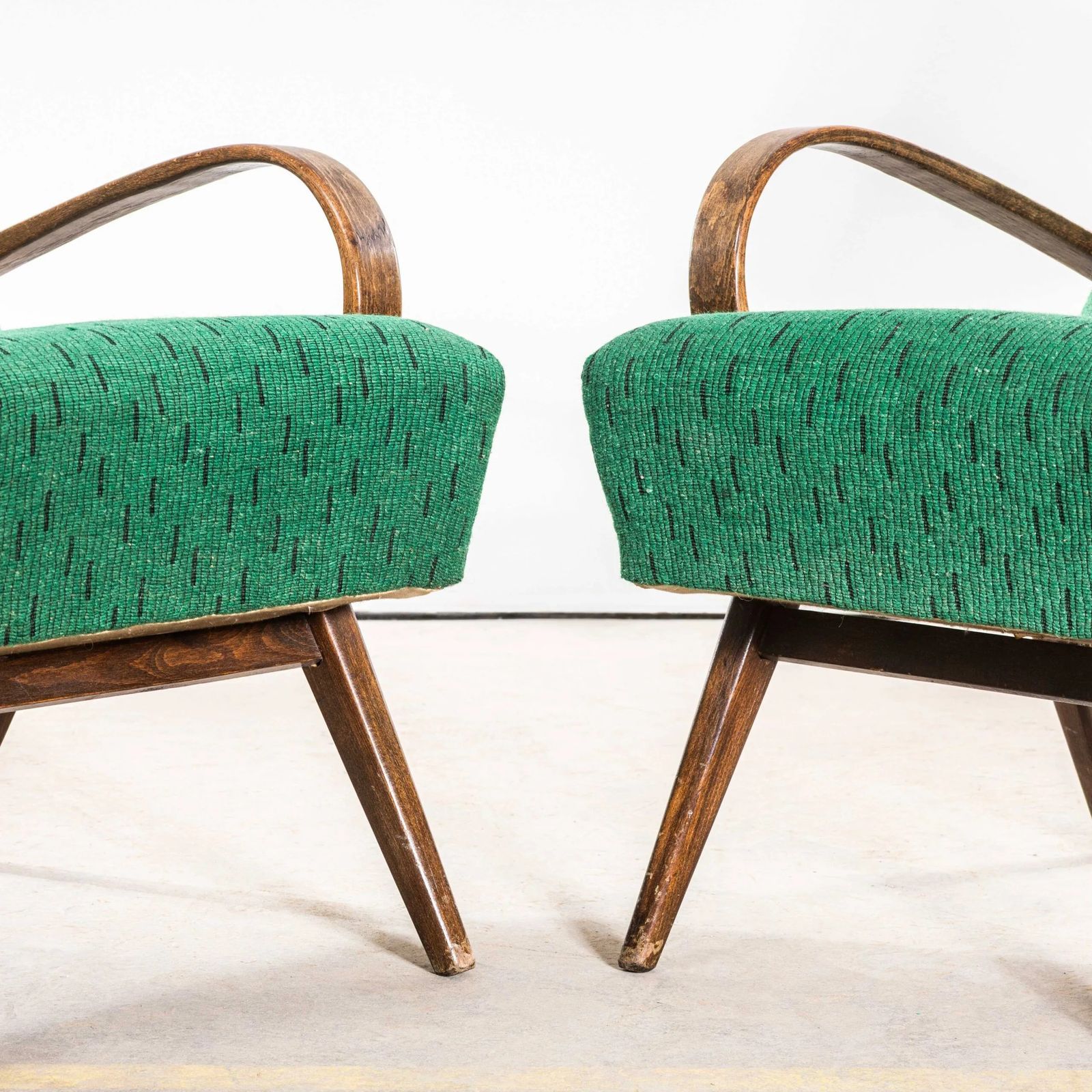 1950’s Jaroslav šmídek Original Armchairs In A Geometric Slub Jacquard – Sprung Seat photo 724.0