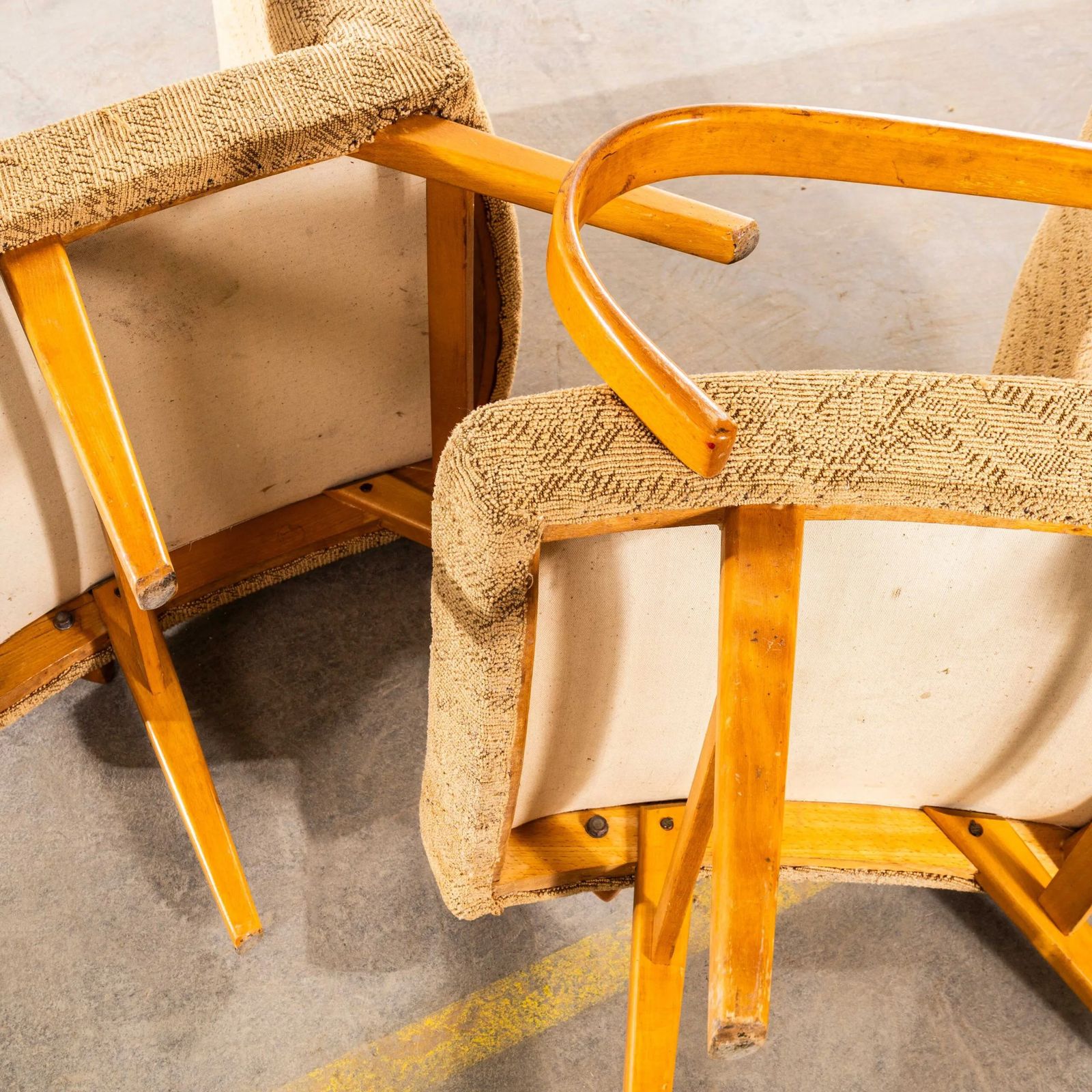 photo for sale 1950’s Jaroslav šmídek Original Armchairs In A Geometric Slub Jacquard – Standard Seat