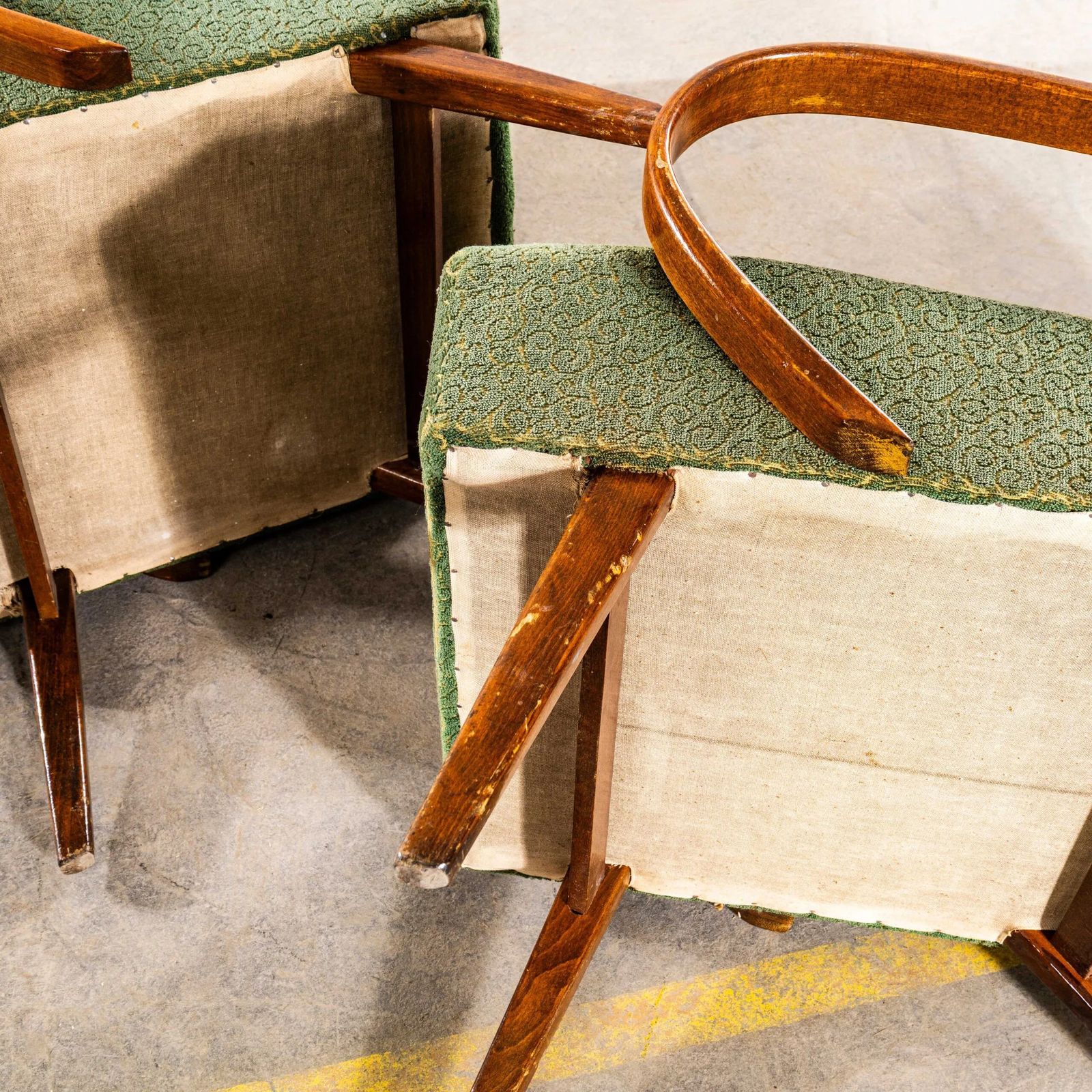 photo furniture 1950’s Jaroslav šmídek Original Armchairs In A Tufted Forest Jacquard – Sprung Seat