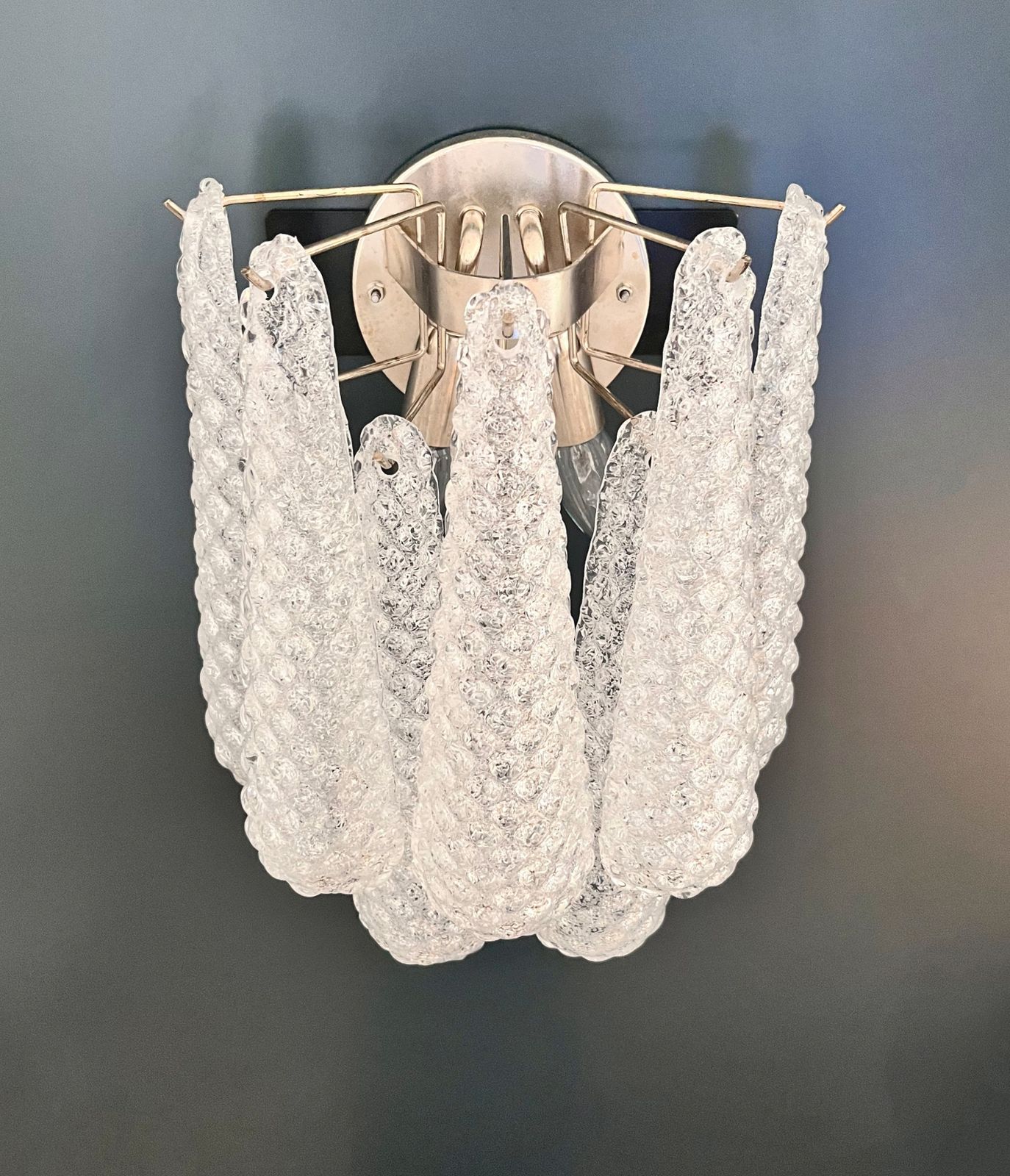 Pair Of Vintage Glass Petals Drop Wall Sconces photo buy