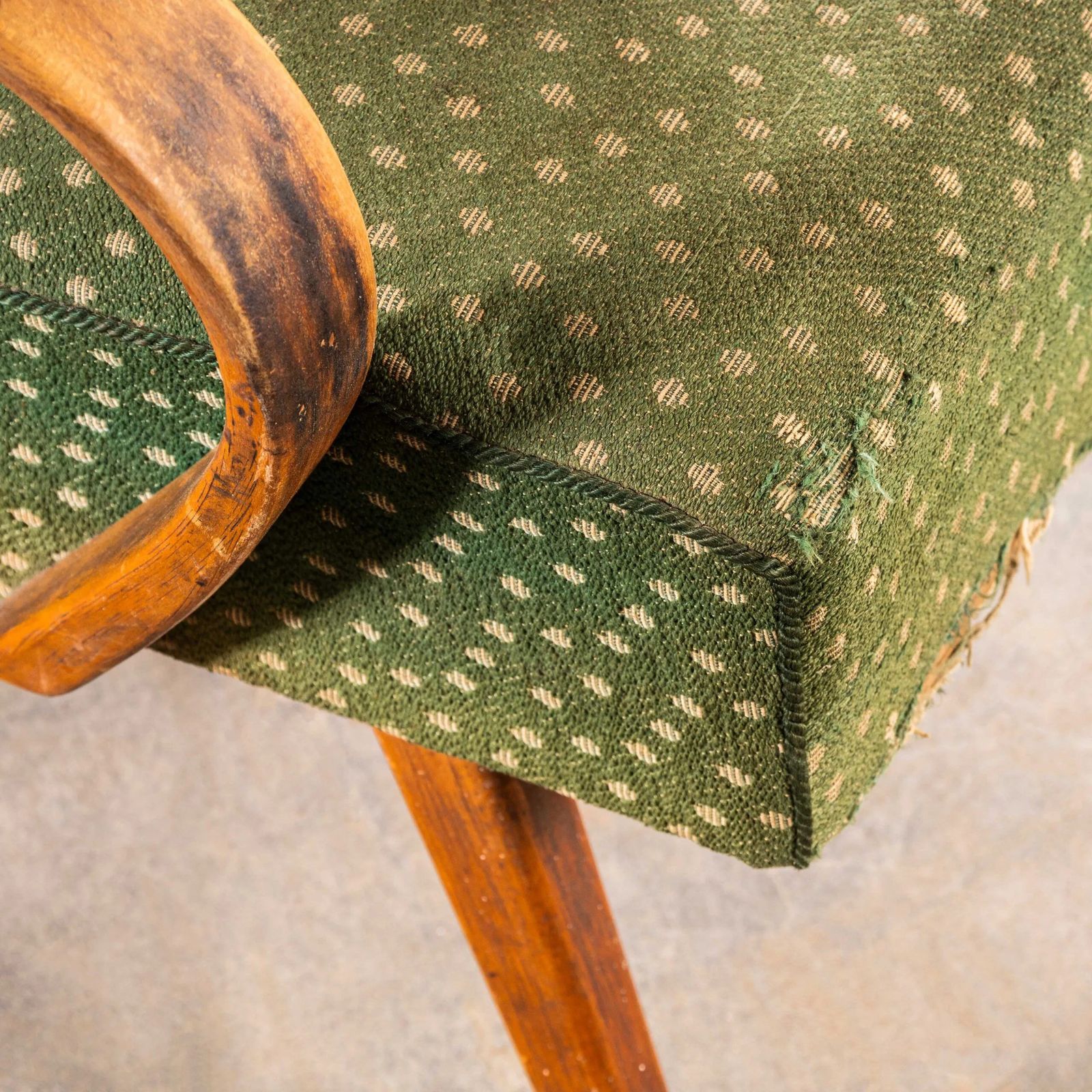 1950’s Jaroslav šmídek Original Armchairs In Chevron Slub Jacquard – Sprung Seat photo buy