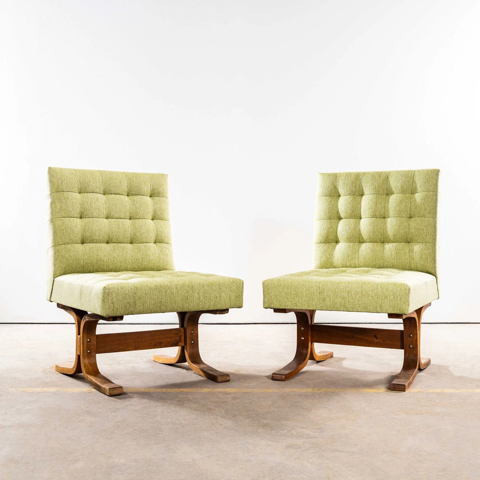 1970’s Ludvik Volak Sea Green Reupholstered Bratislava Side Chairs