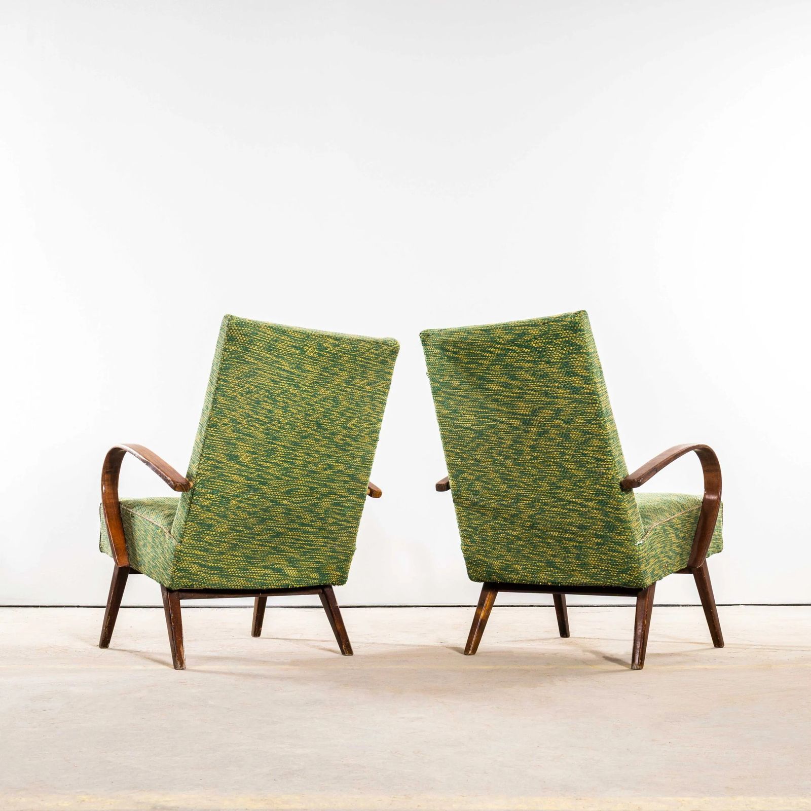 1950’s Jaroslav šmídek Original Armchairs In A Heavy Lime Weave Fabric photo vinterior