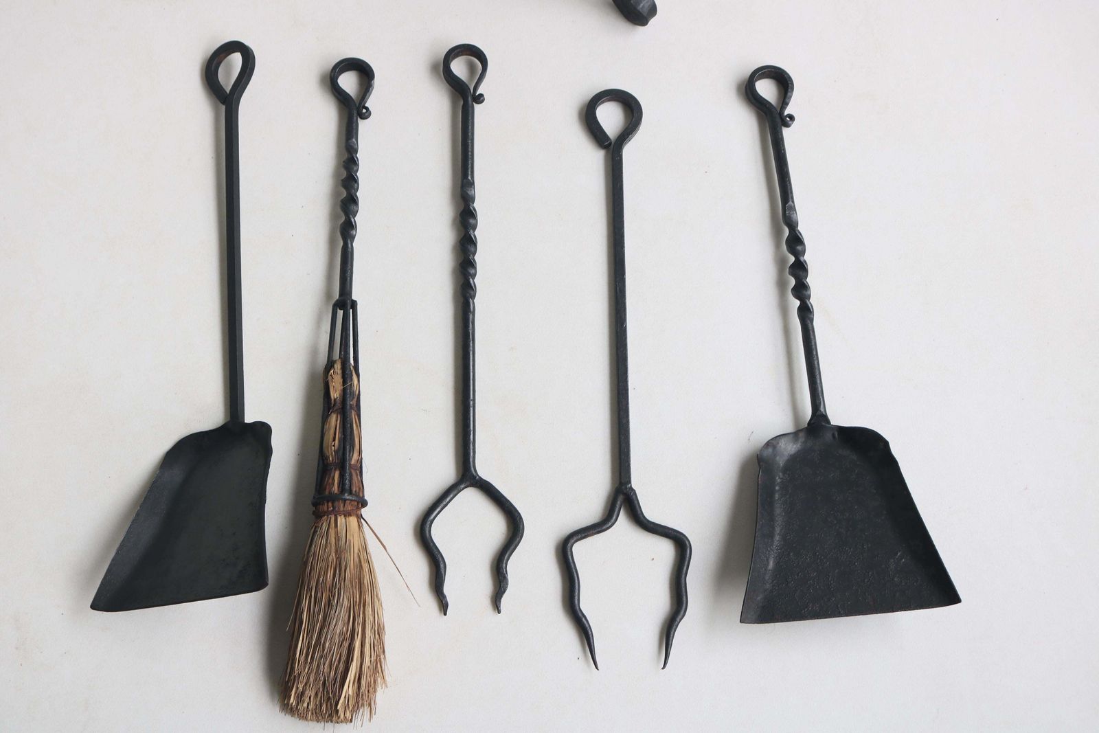 photo furniture Spanish Gothic Revival Fireplace Tool Set Wrought Iron Dragon 1920 Hand Forged