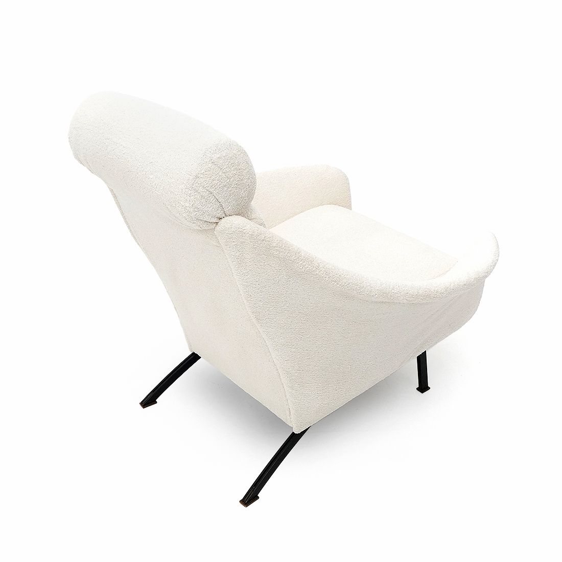 Pair Of White Bouclé Armchairs, 1950s photo vinterior