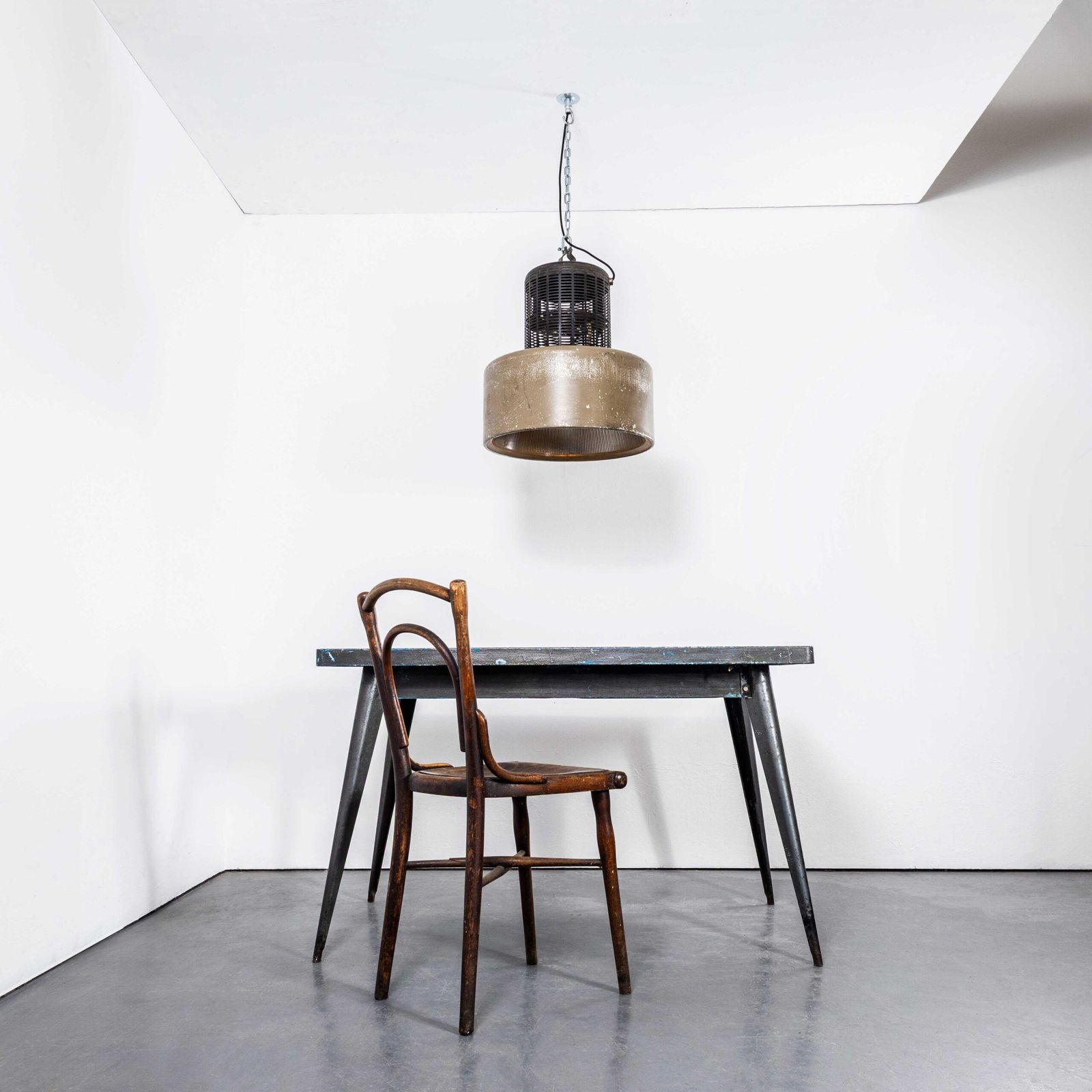 1970’s Large Holophane Industrial Pendant Lamps With Grill Top photo furniture