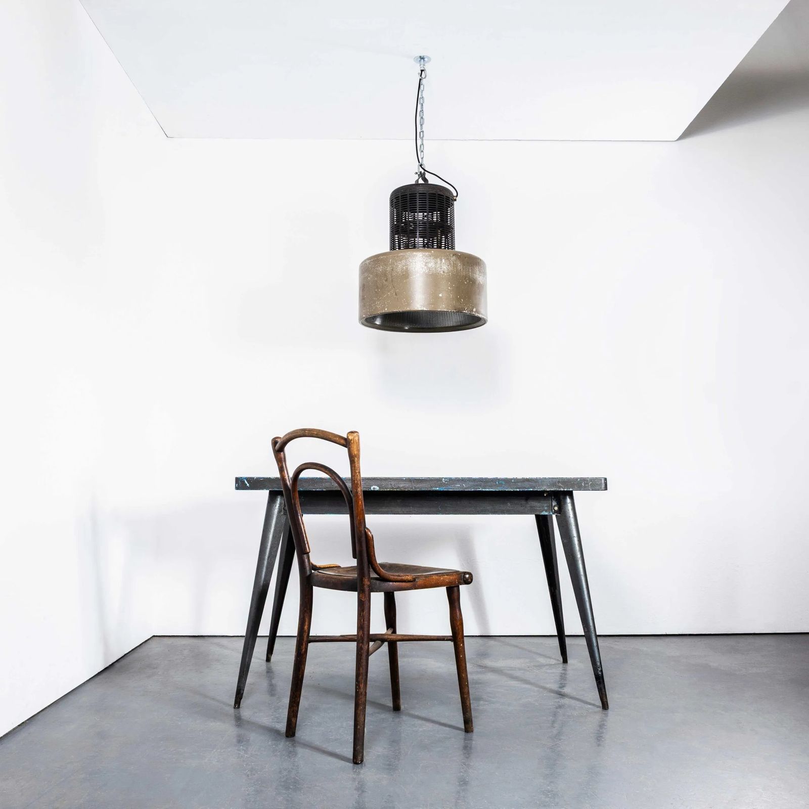 1970’s Large Holophane Industrial Pendant Lamps With Grill Top photo for sale