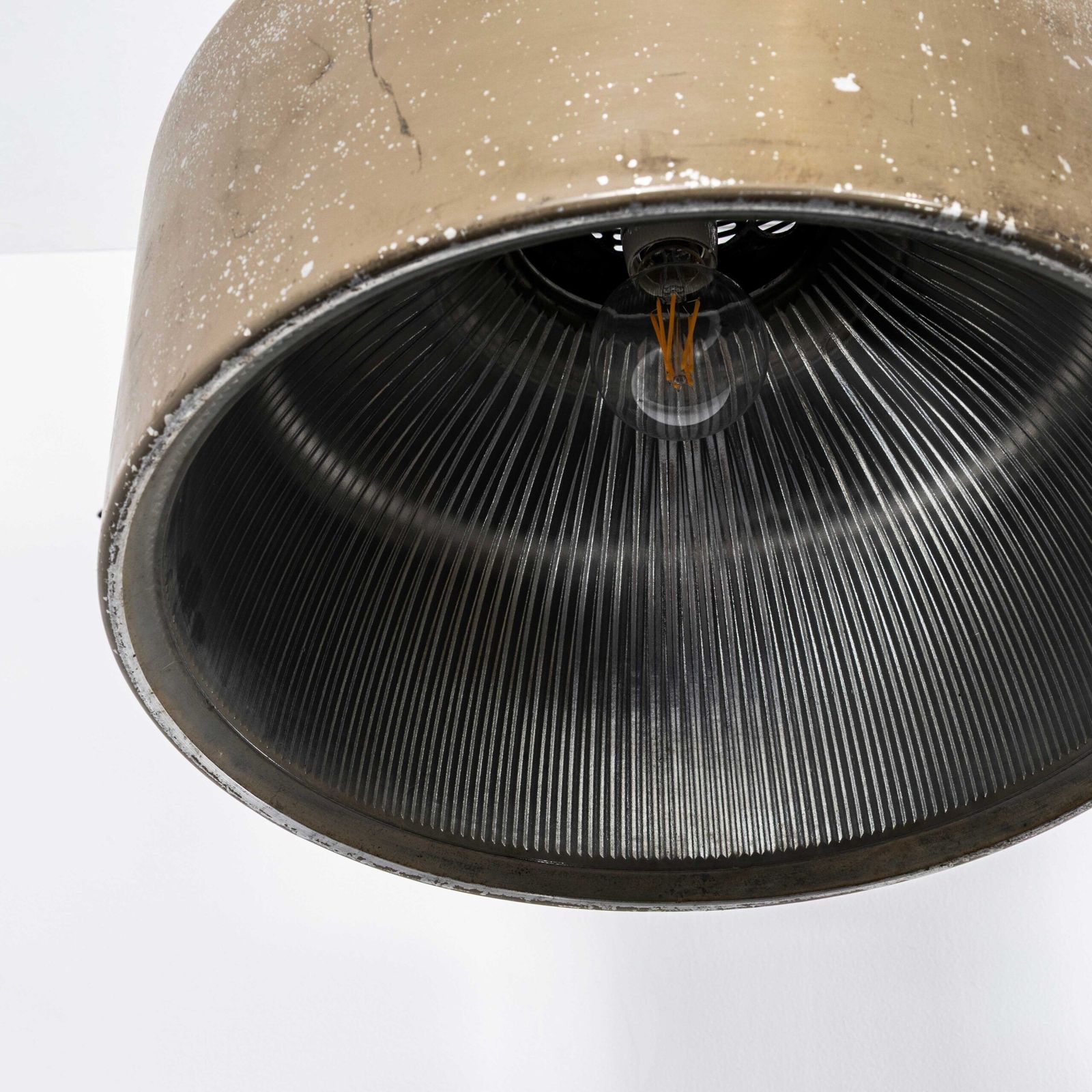 1970’s Large Holophane Industrial Pendant Lamps With Grill Top photo vinterior