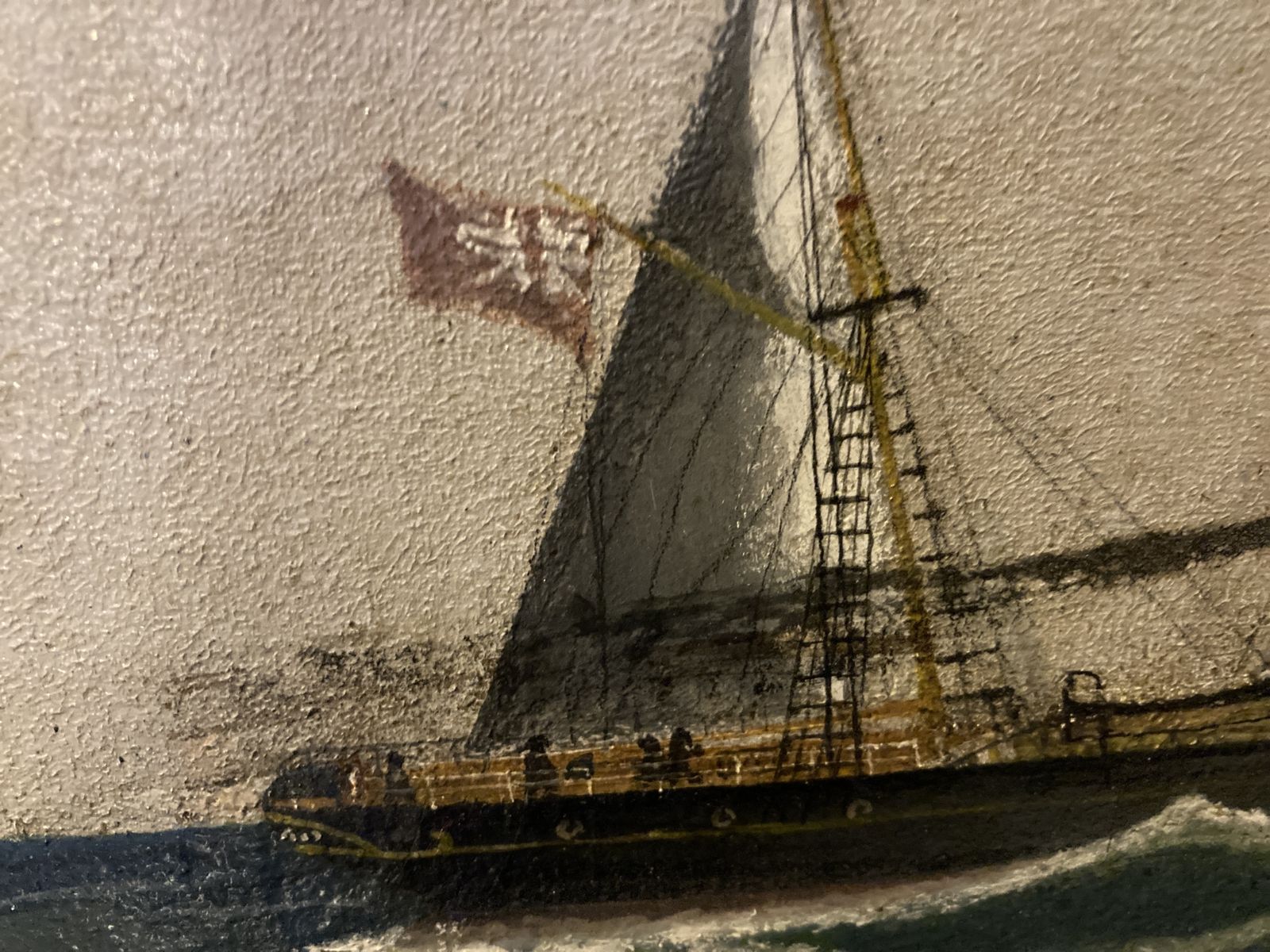 19th Century Oil Painting Steam/ Sailing Ship photo Art